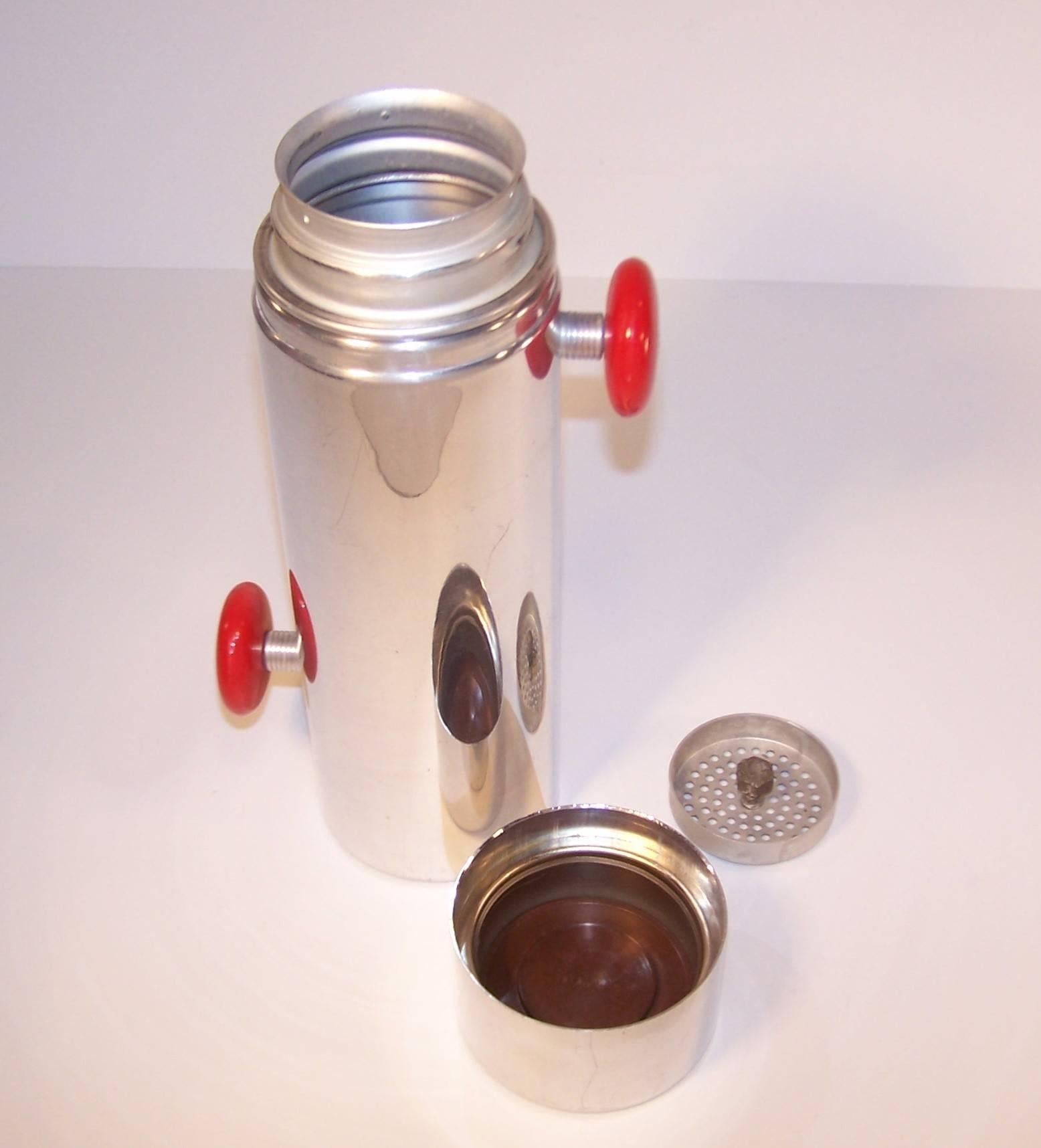 Art Deco 1930's Kromex 'Konga' Polished Aluminum Cocktail Shaker 1