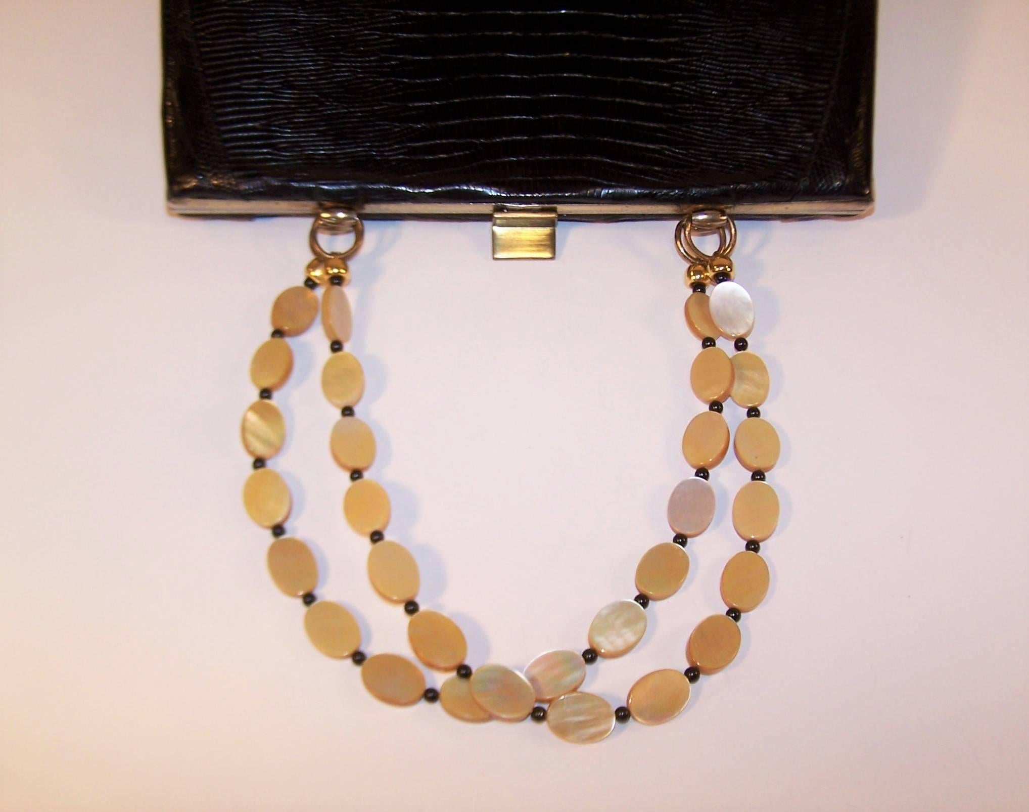 Women's Unique 1950's Sydney of California Black Snakeskin Handbag