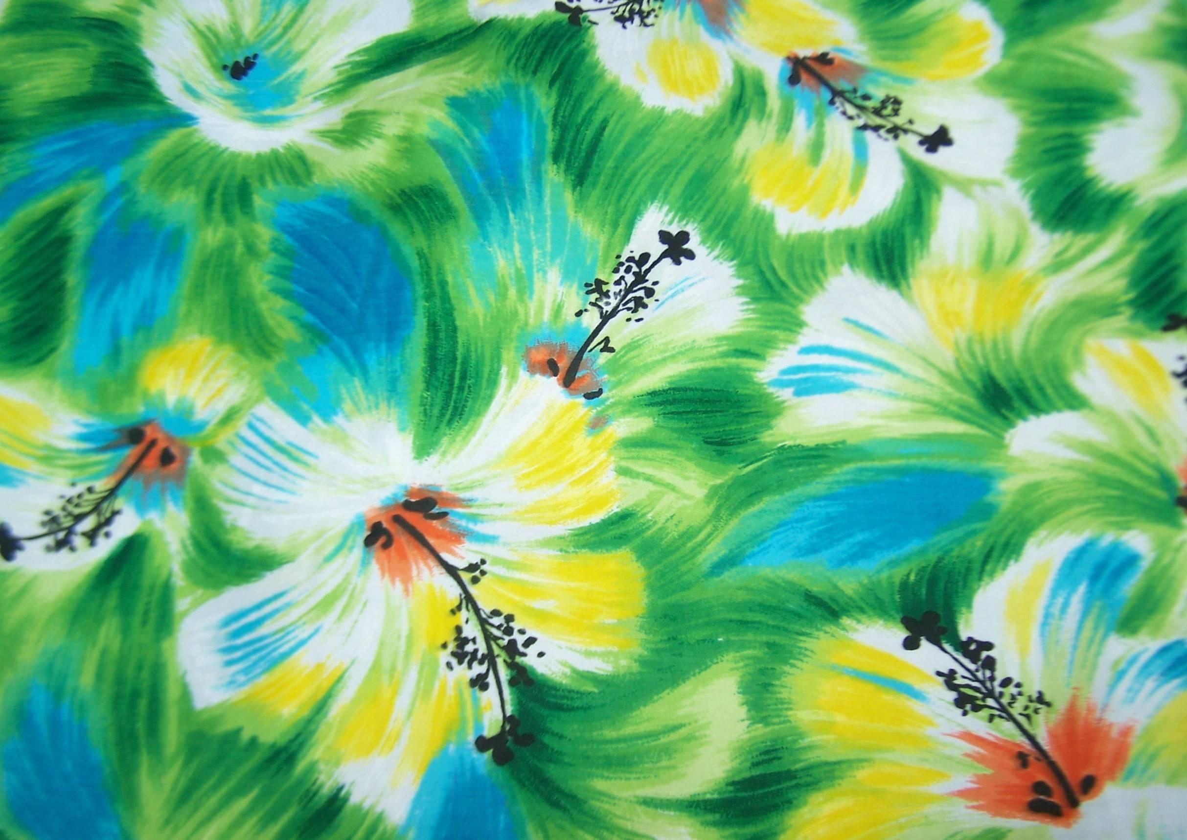 Tropical 1950's Kamehameha Hawaiian Floral Cotton Dress  4