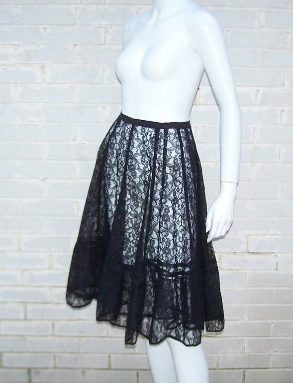 Seductive 1950's Black Lace Crinoline Petticoat Slip at 1stdibs