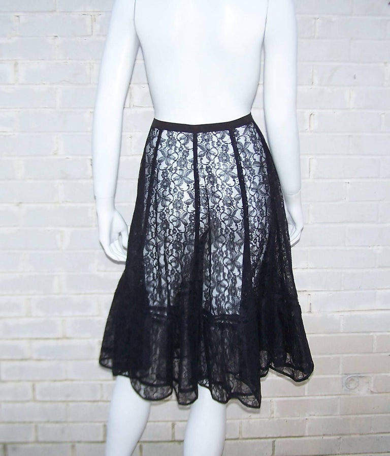 Seductive 1950's Black Lace Crinoline Petticoat Slip at 1stDibs | lace ...