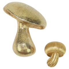 Pair of Gold Plated Mushroom Brooches Including Trifari, 1960's
