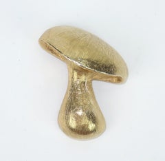 Pair of Gold Plated Mushroom Brooches Including Trifari, 1960's