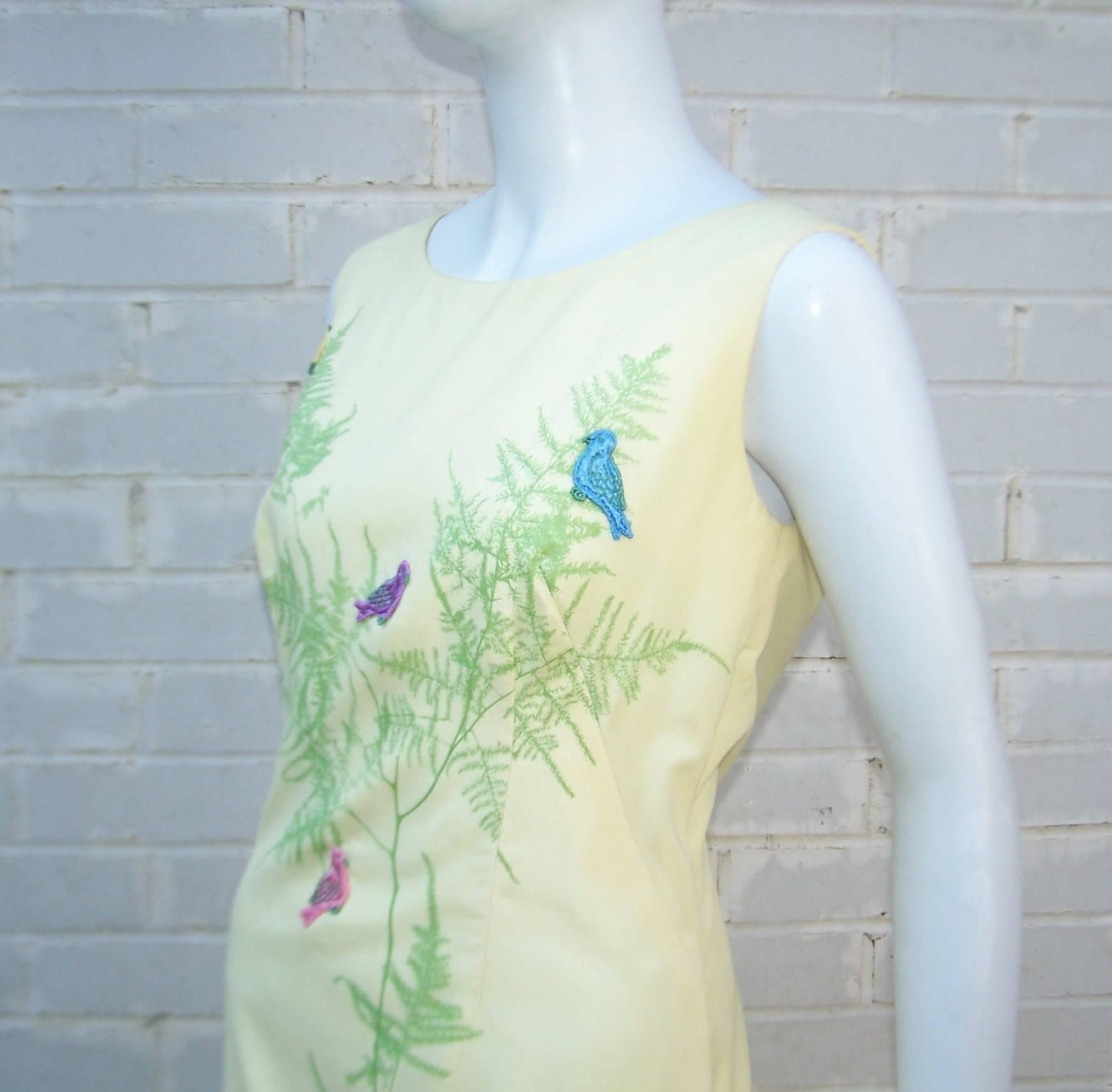 Cute C.1970 Serbin 'Miami Style' Dress With Appliques 1