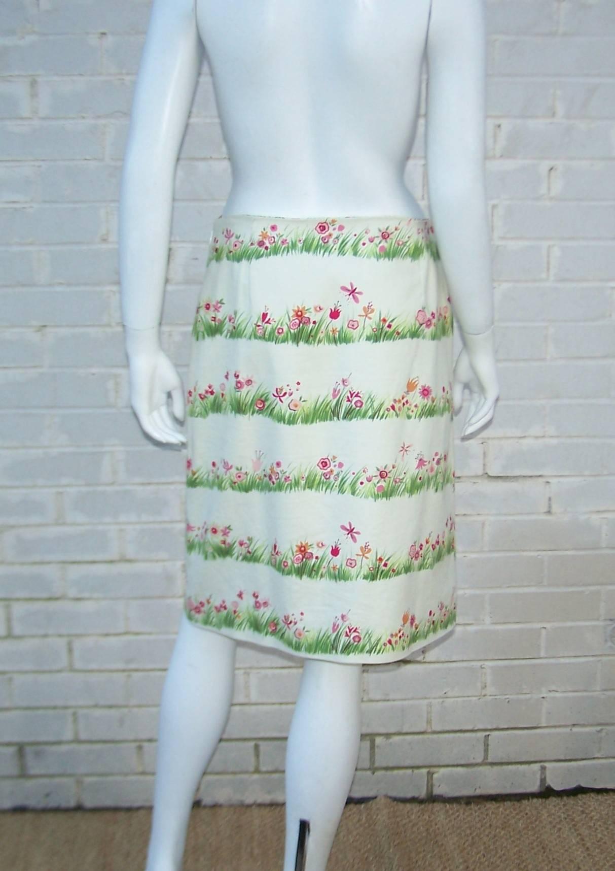 Women's C.1990 Moschino Cheap And Chic Fun Floral Cotton Skirt