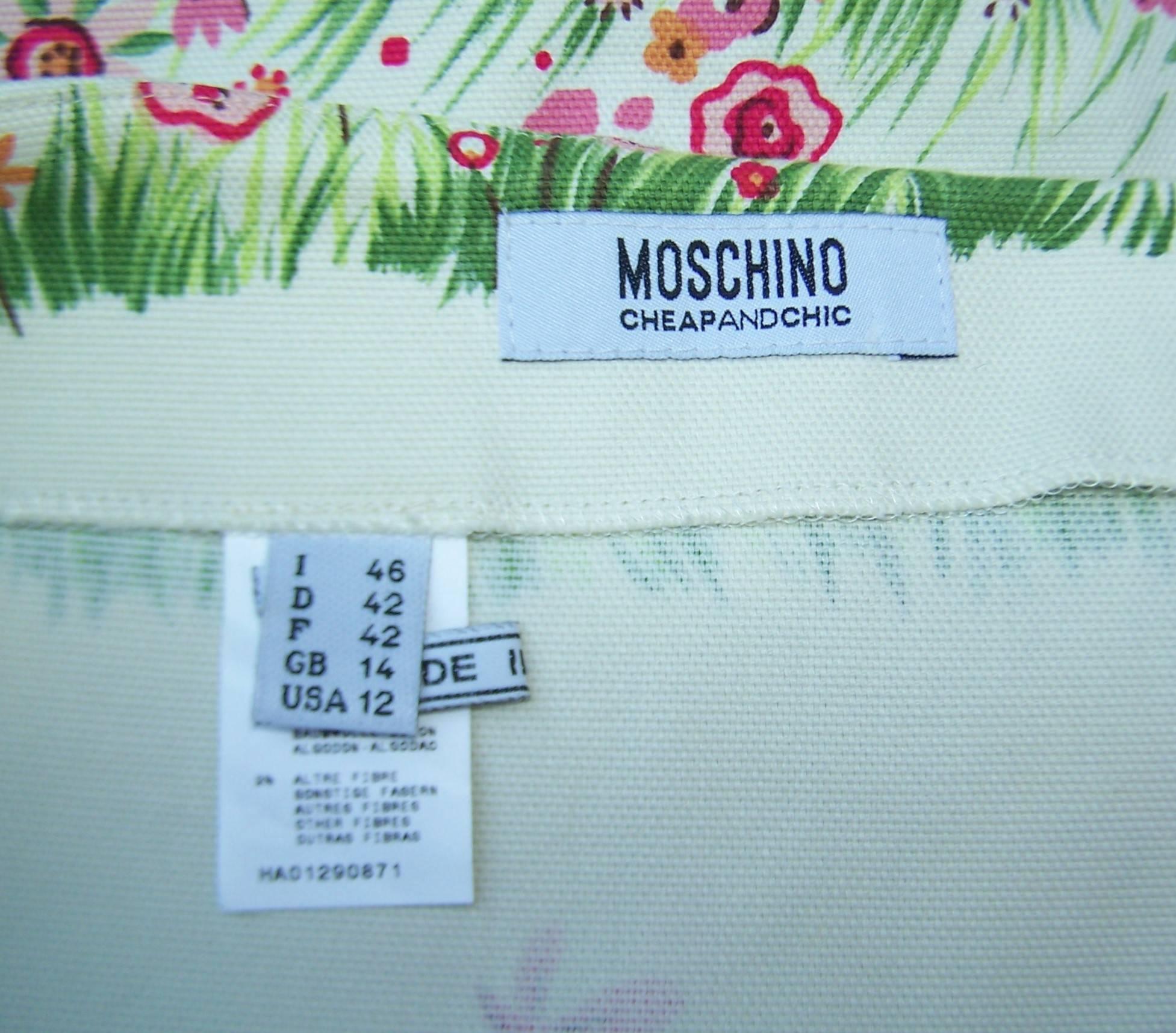 C.1990 Moschino Cheap And Chic Fun Floral Cotton Skirt 2