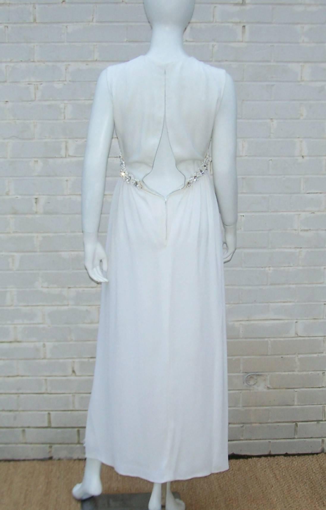 Fab C.1970 Elinor Simmons for Malcolm Starr Beaded White Jumpsuit 3