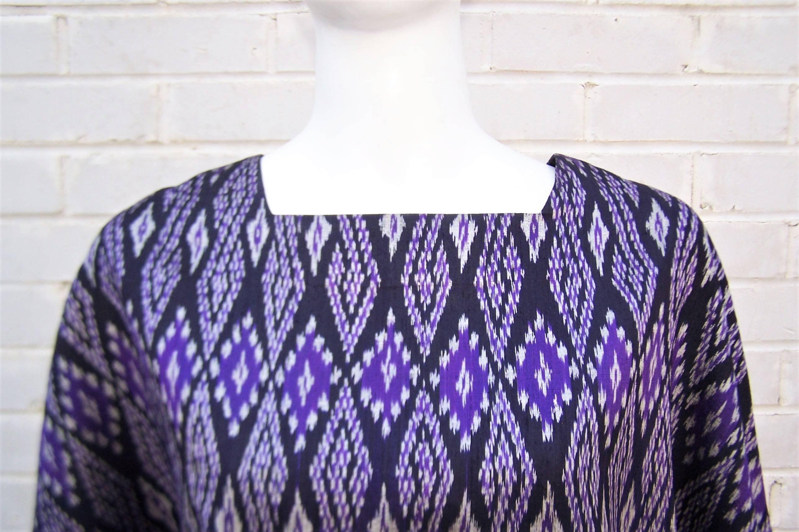 Purple Vintage Star of Siam Hand Woven Thai Silk Top