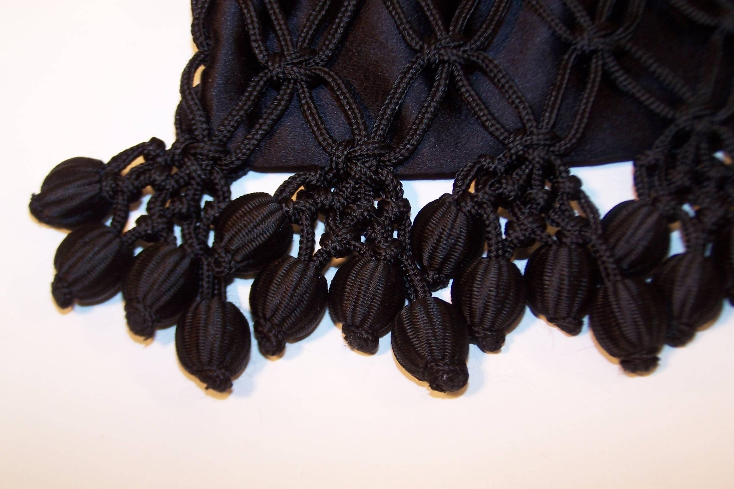 Flapper Style C.1990 Bottega Veneta Black Silk Drawstring Handbag 3