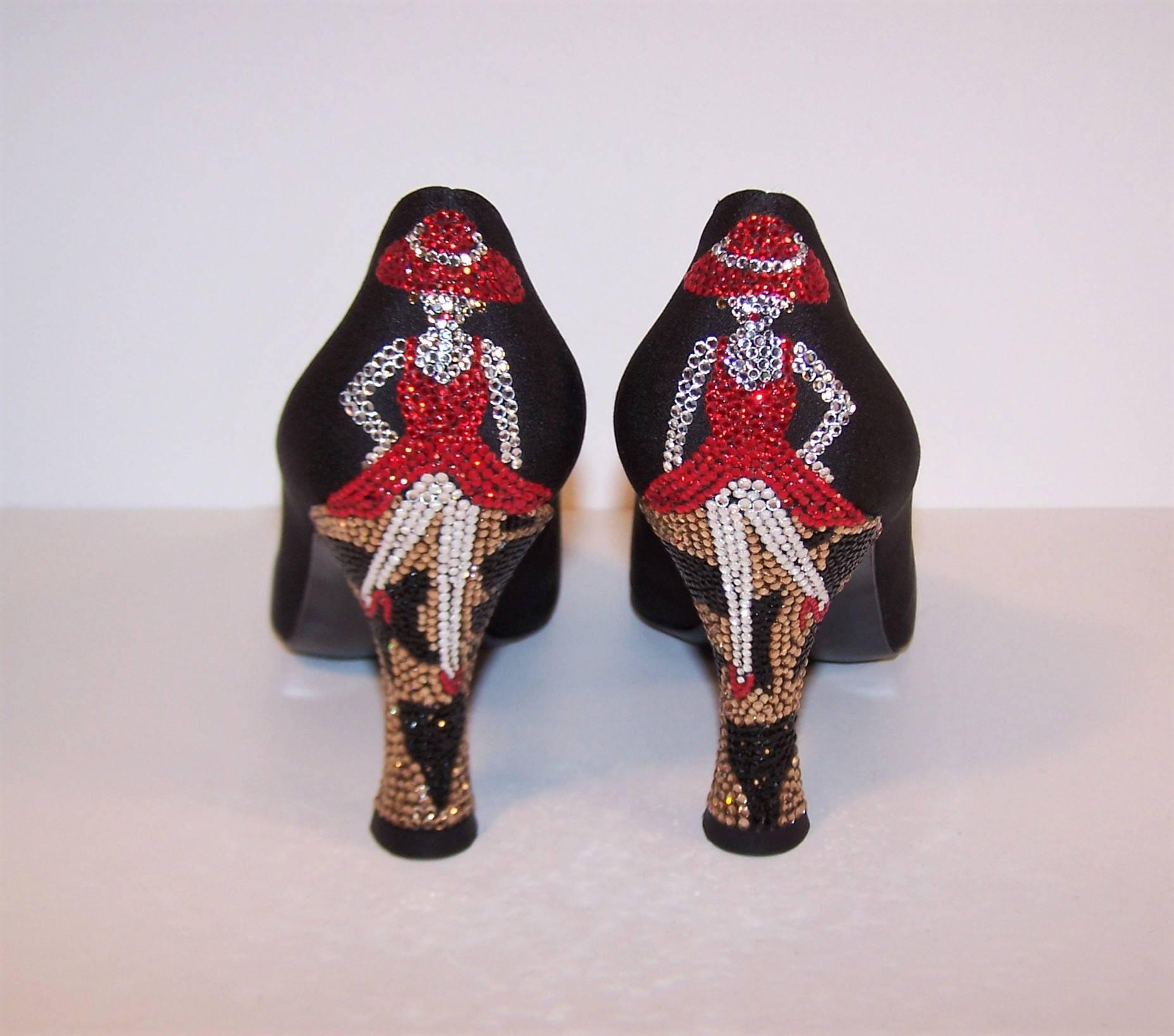 Women's Whimsical 1980's Stuart Weitzman Bejeweled Black Evening Shoes