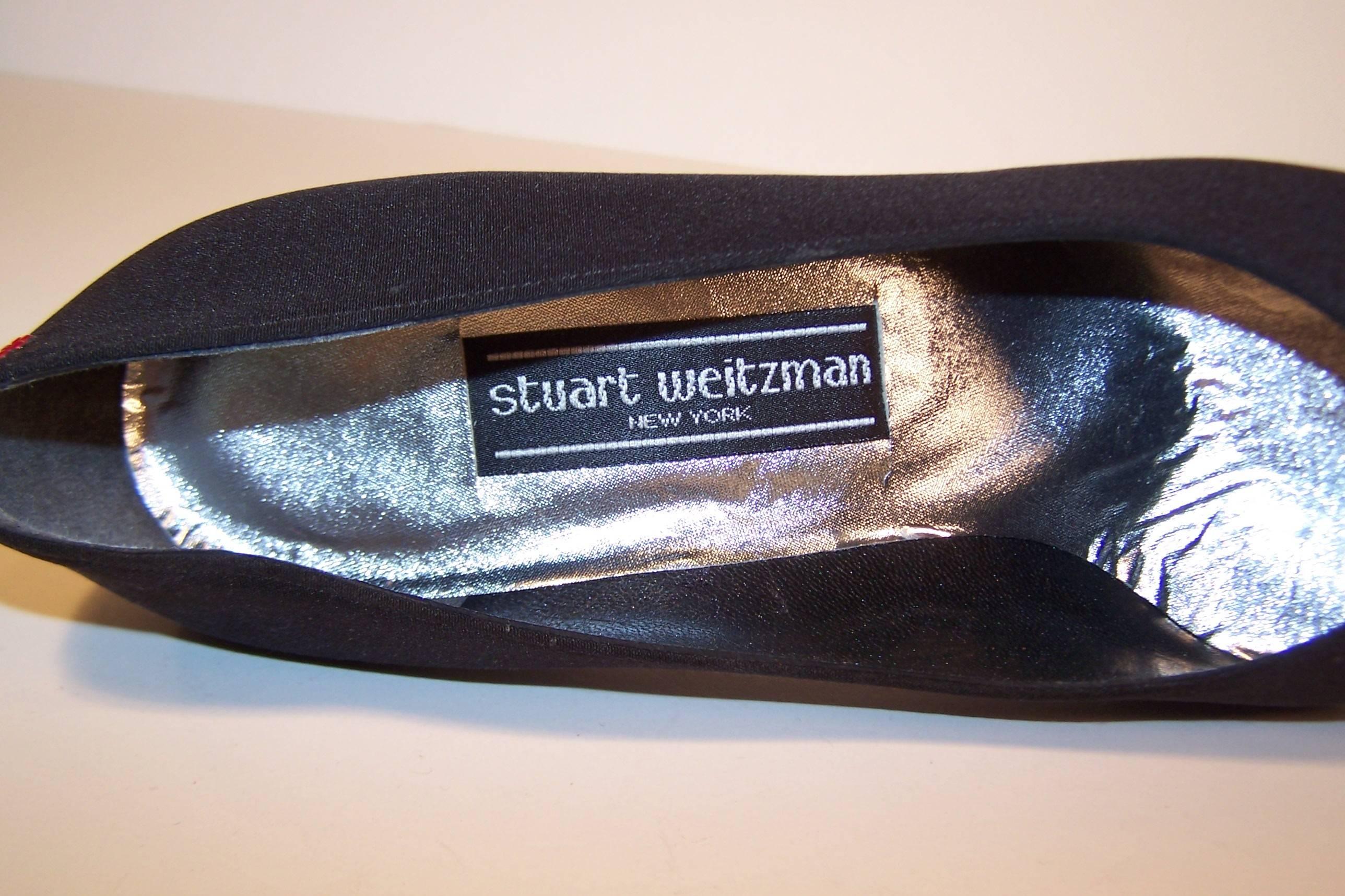 Whimsical 1980's Stuart Weitzman Bejeweled Black Evening Shoes  5