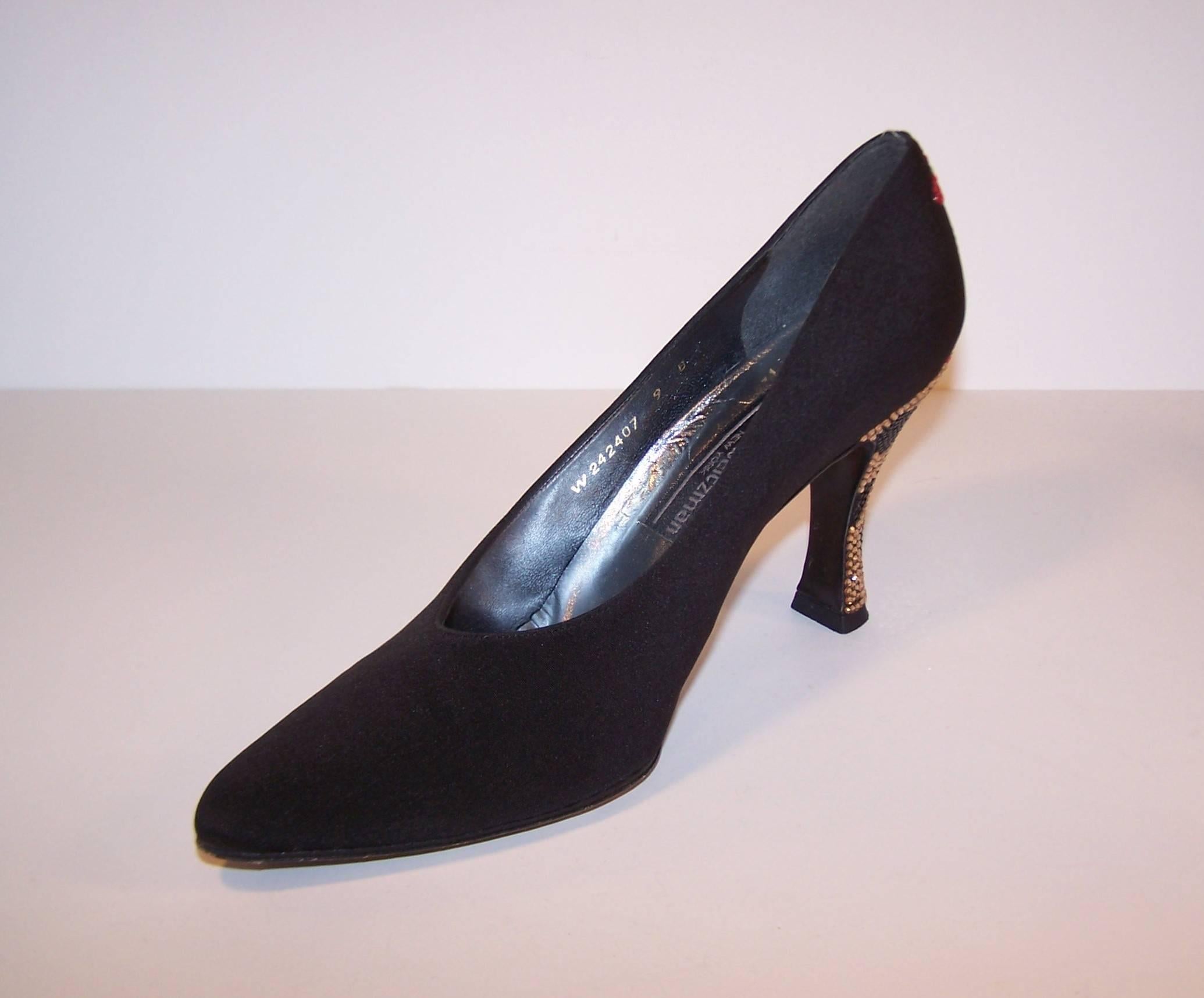 Whimsical 1980's Stuart Weitzman Bejeweled Black Evening Shoes  4