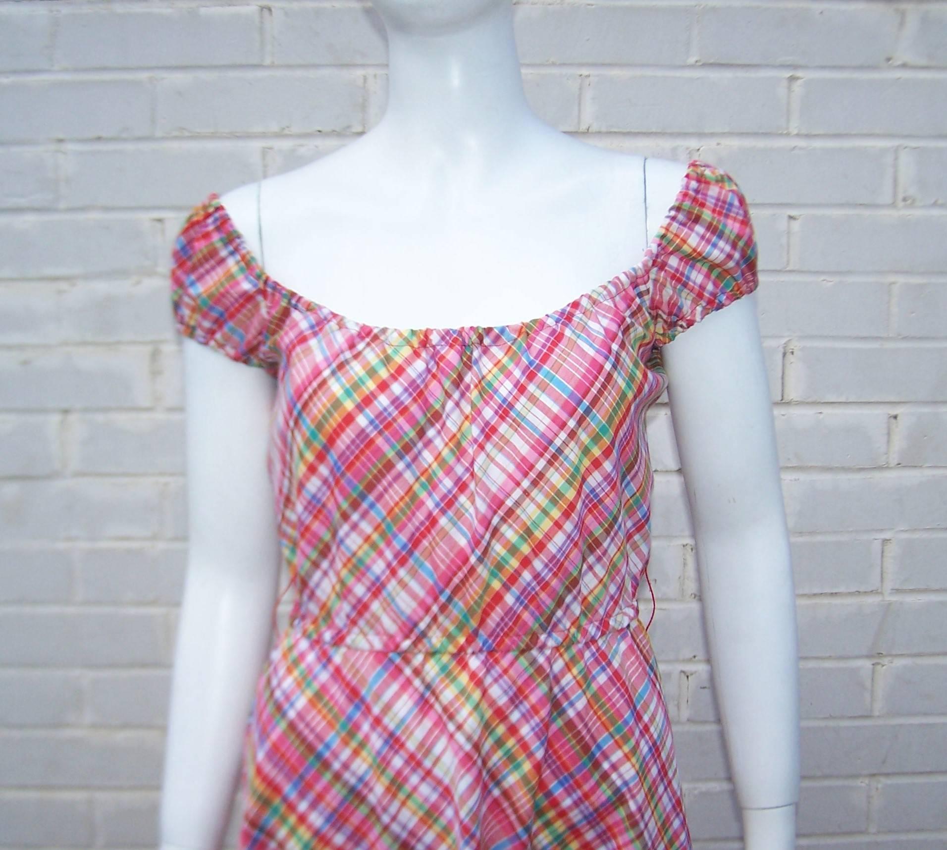 pink plaid maxi dress