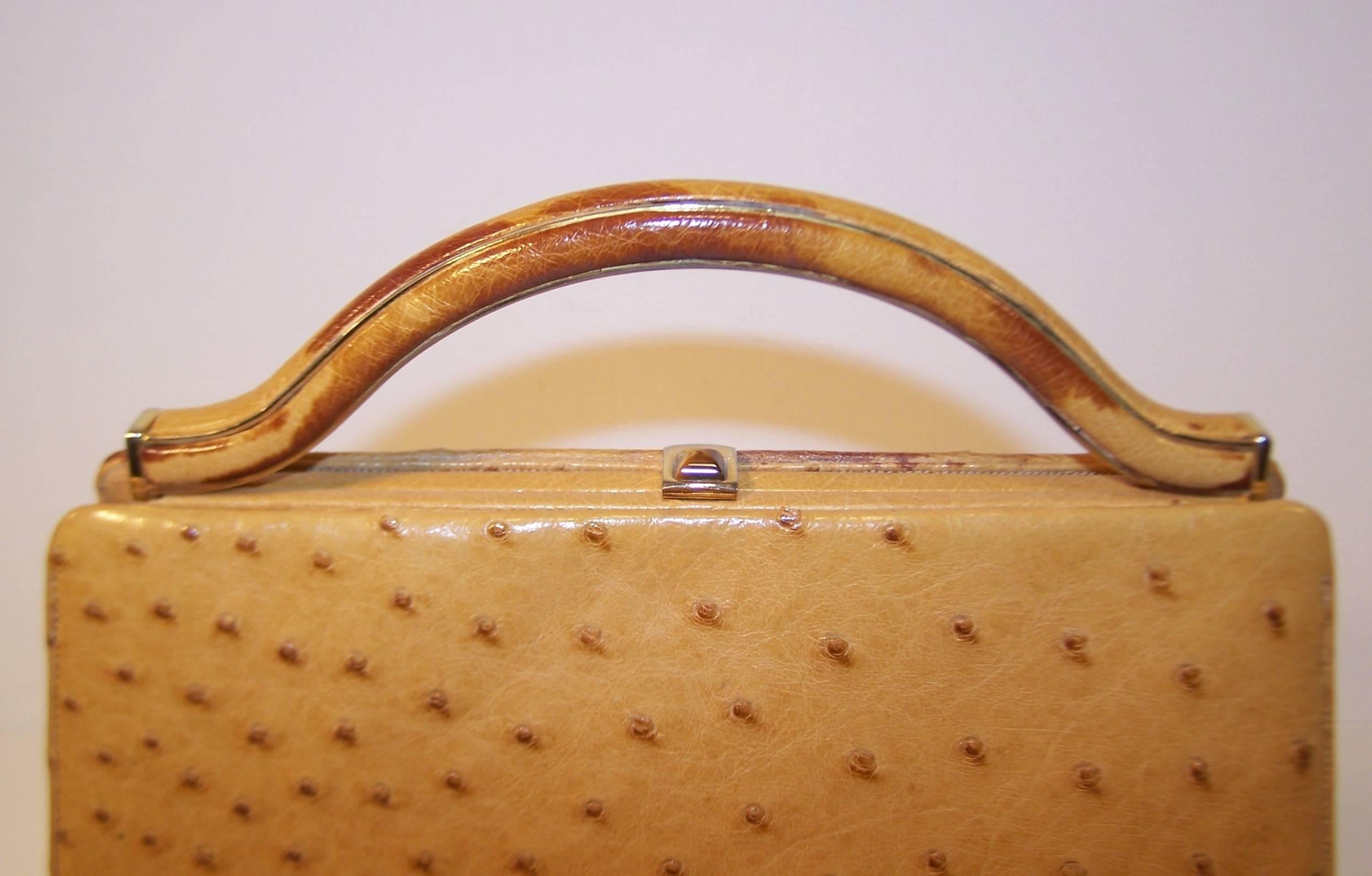 Women's Vintage Judith Leiber Ostrich Handbag With Shoulder Strap
