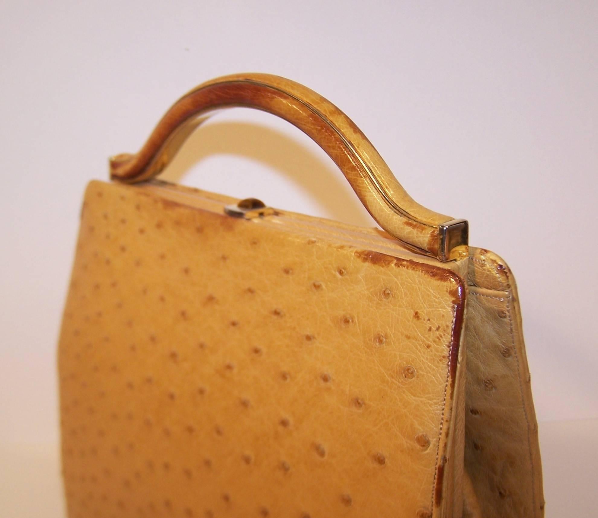 Vintage Judith Leiber Ostrich Handbag With Shoulder Strap 1