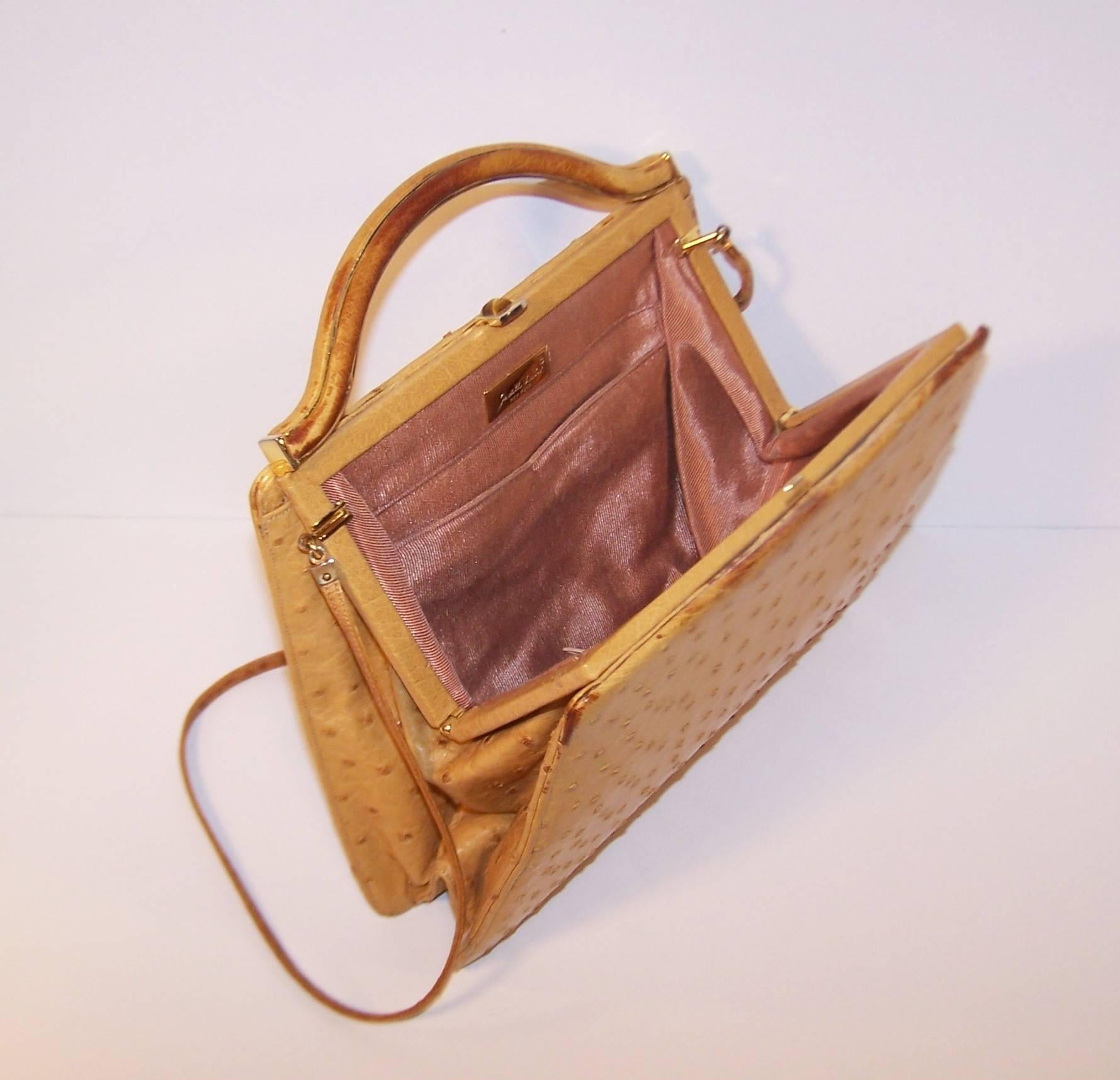 Vintage Judith Leiber Ostrich Handbag With Shoulder Strap 3