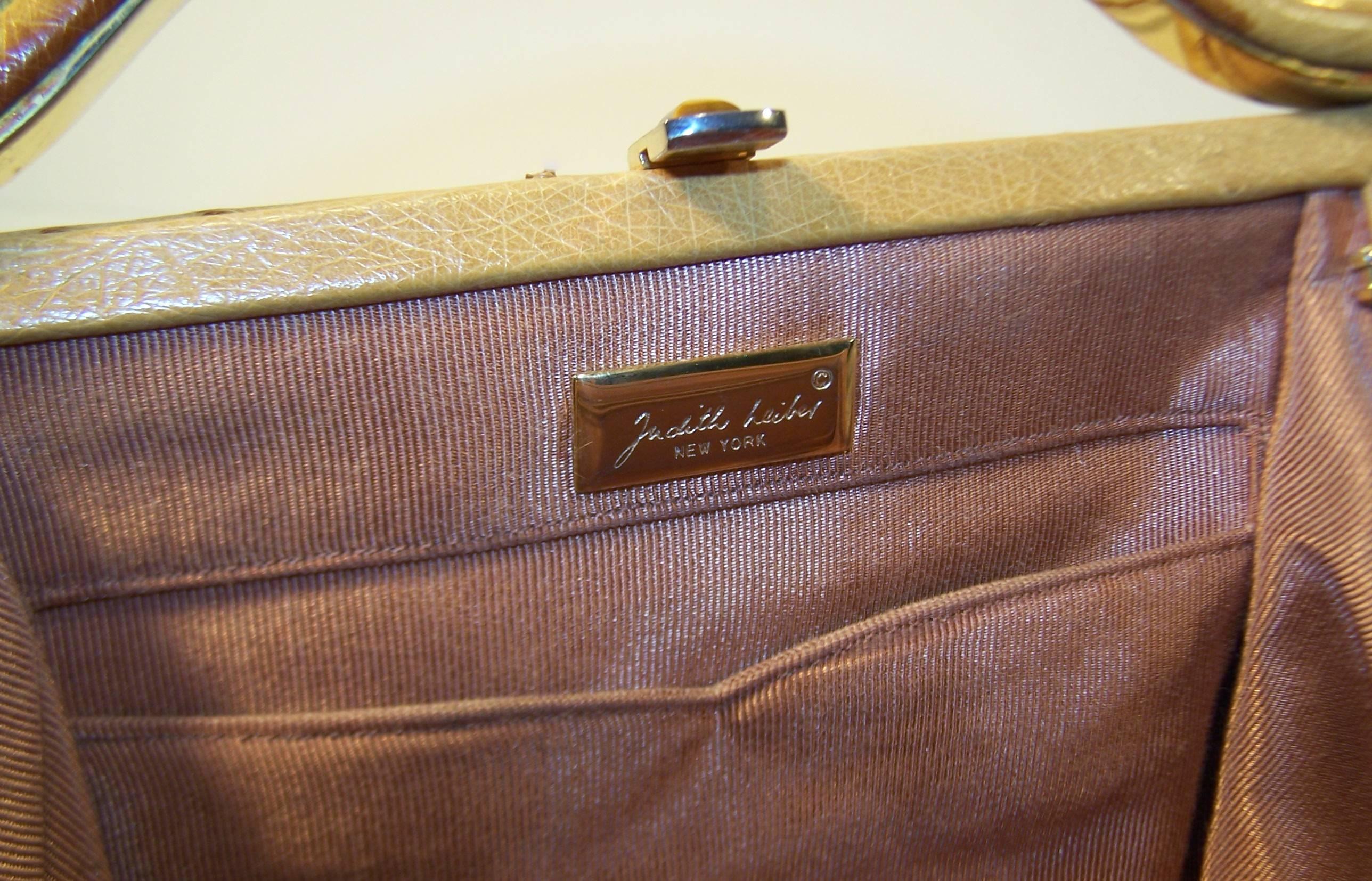 Vintage Judith Leiber Ostrich Handbag With Shoulder Strap 4