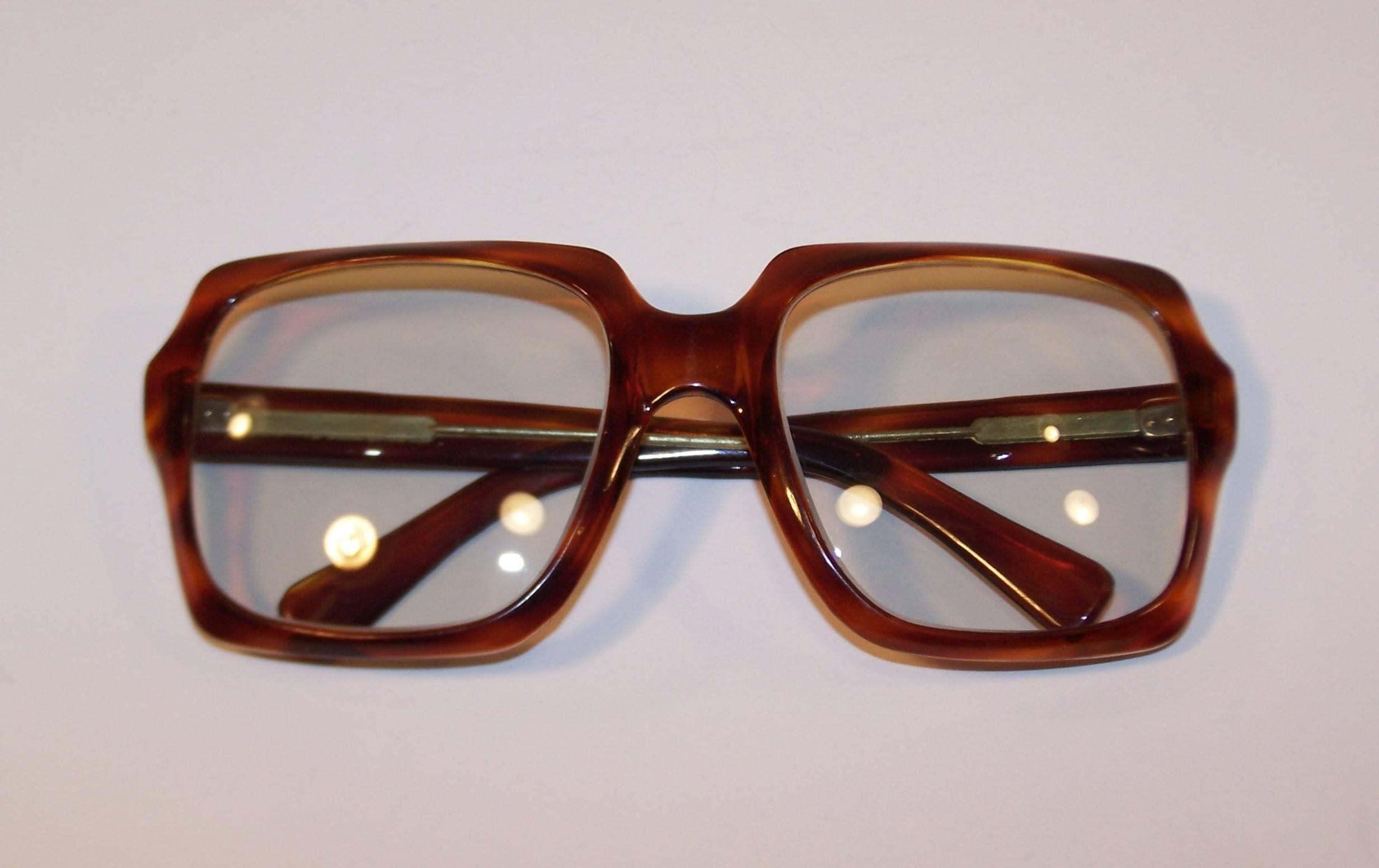 Oversized 1970's Italian Square Tortoise Eyeglasses Sunglasses 1