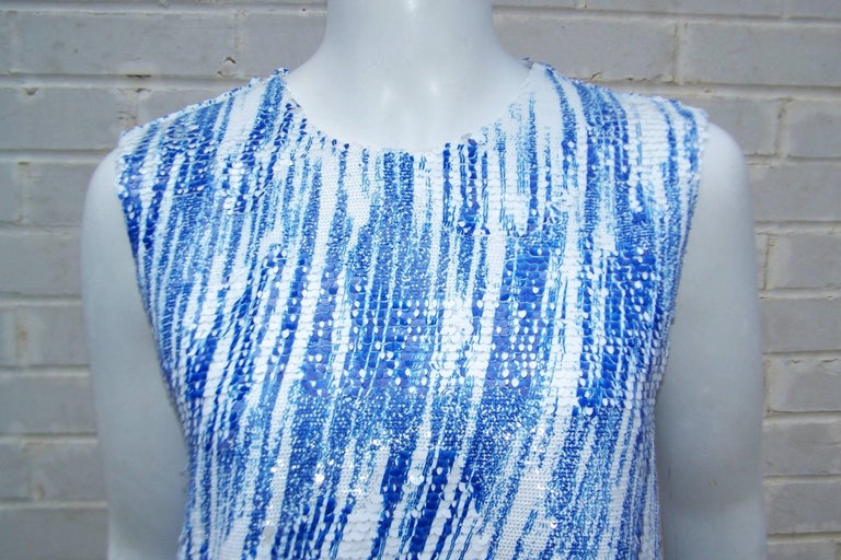 blue sequin two piece