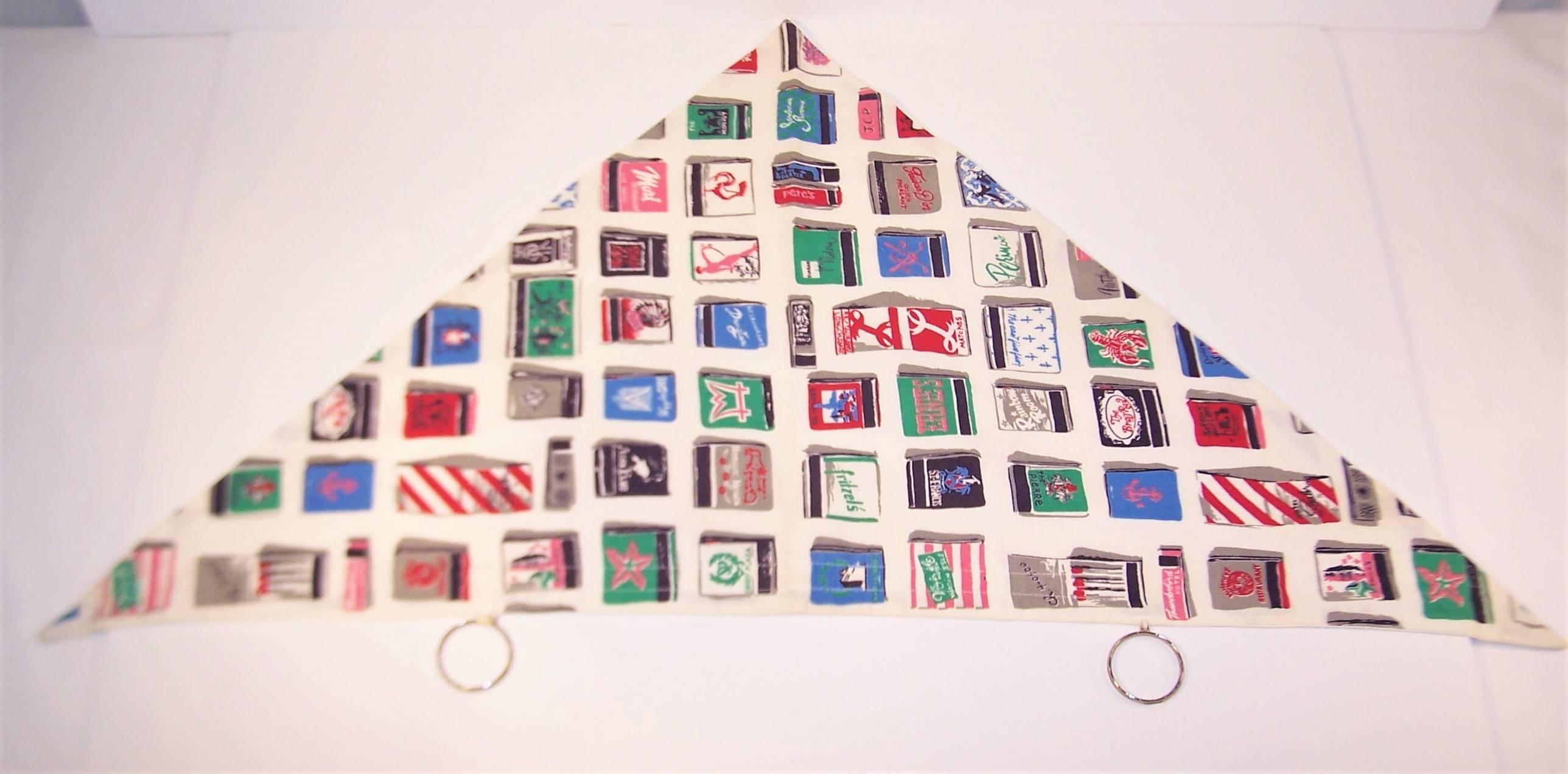 1960's Novelty Head Scarf With Built In Earrings & Trompe L'oeil Print 2