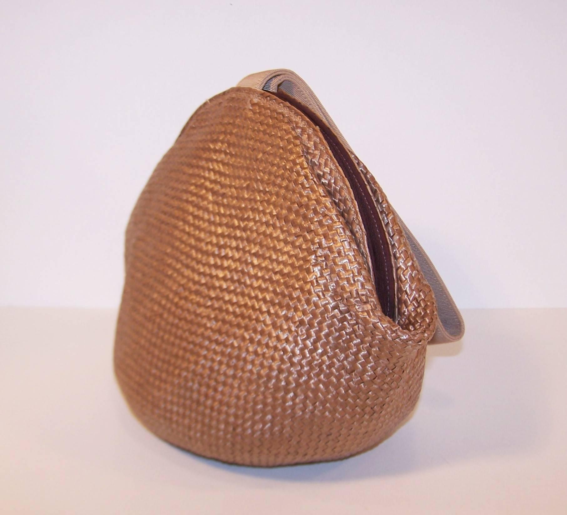 Women's C.1950 Lewis Woven Straw Handbag With Unique Shape