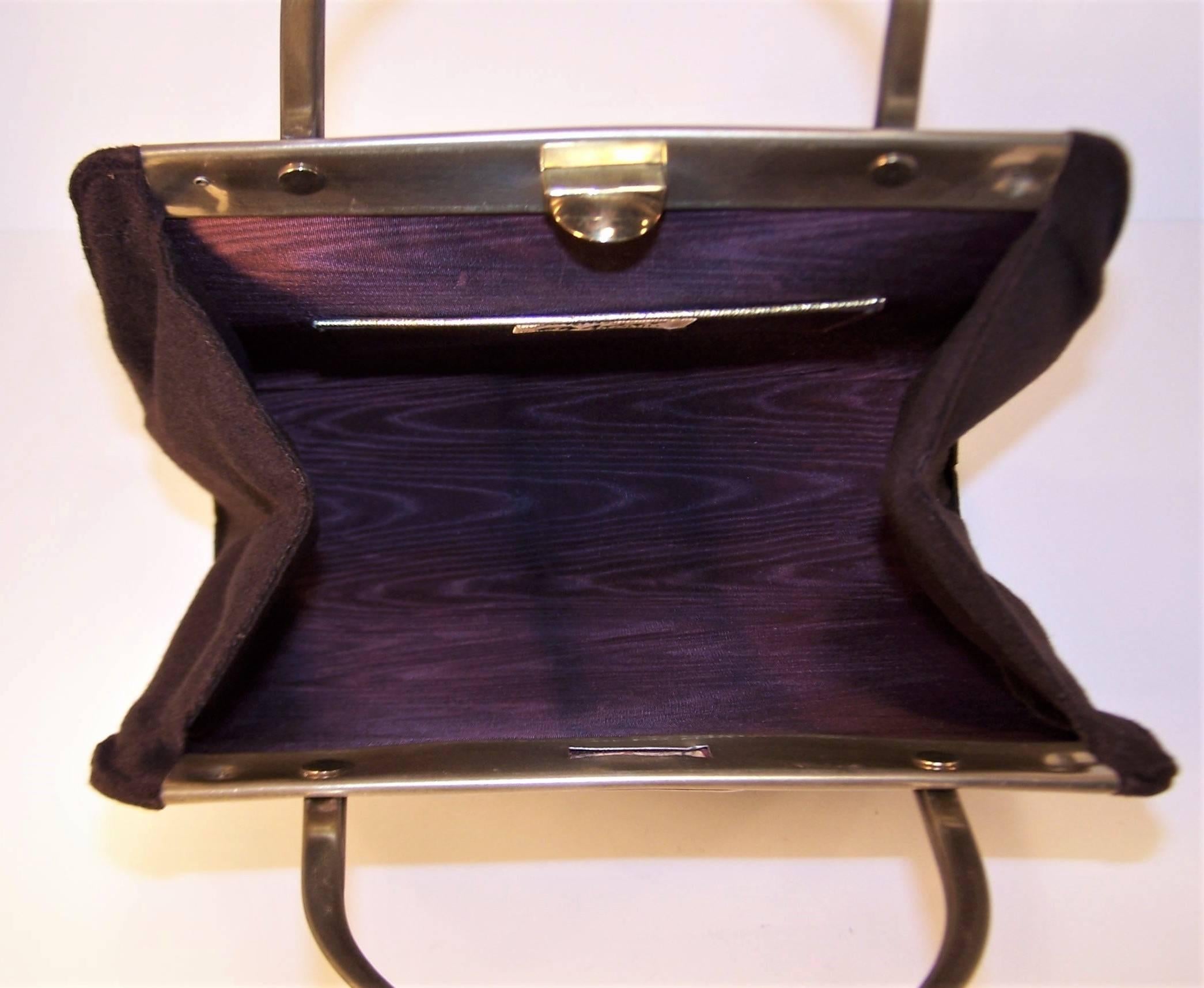 Unique 1950's Stylecraft of Miami Caged Brown Wool Handbag 2