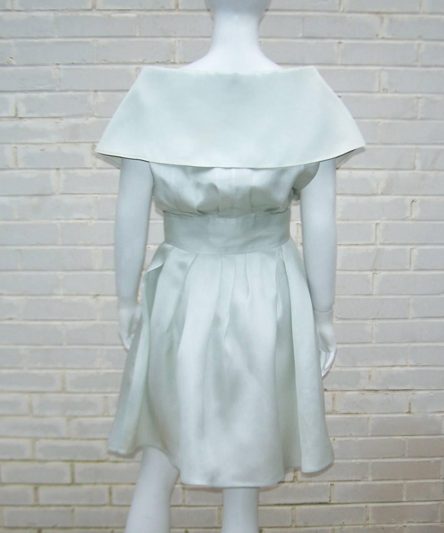 1980's Claude Montana Silk Wrap Dress With Portrait Collar 2