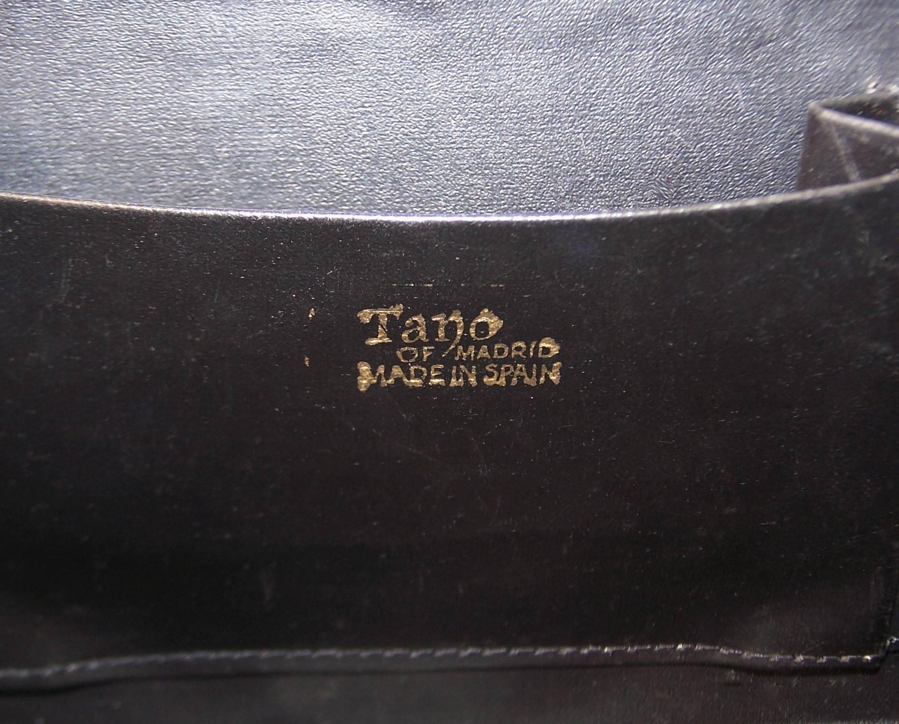 1960's Tano of Madrid Gray Patent Leather Box Handbag 2