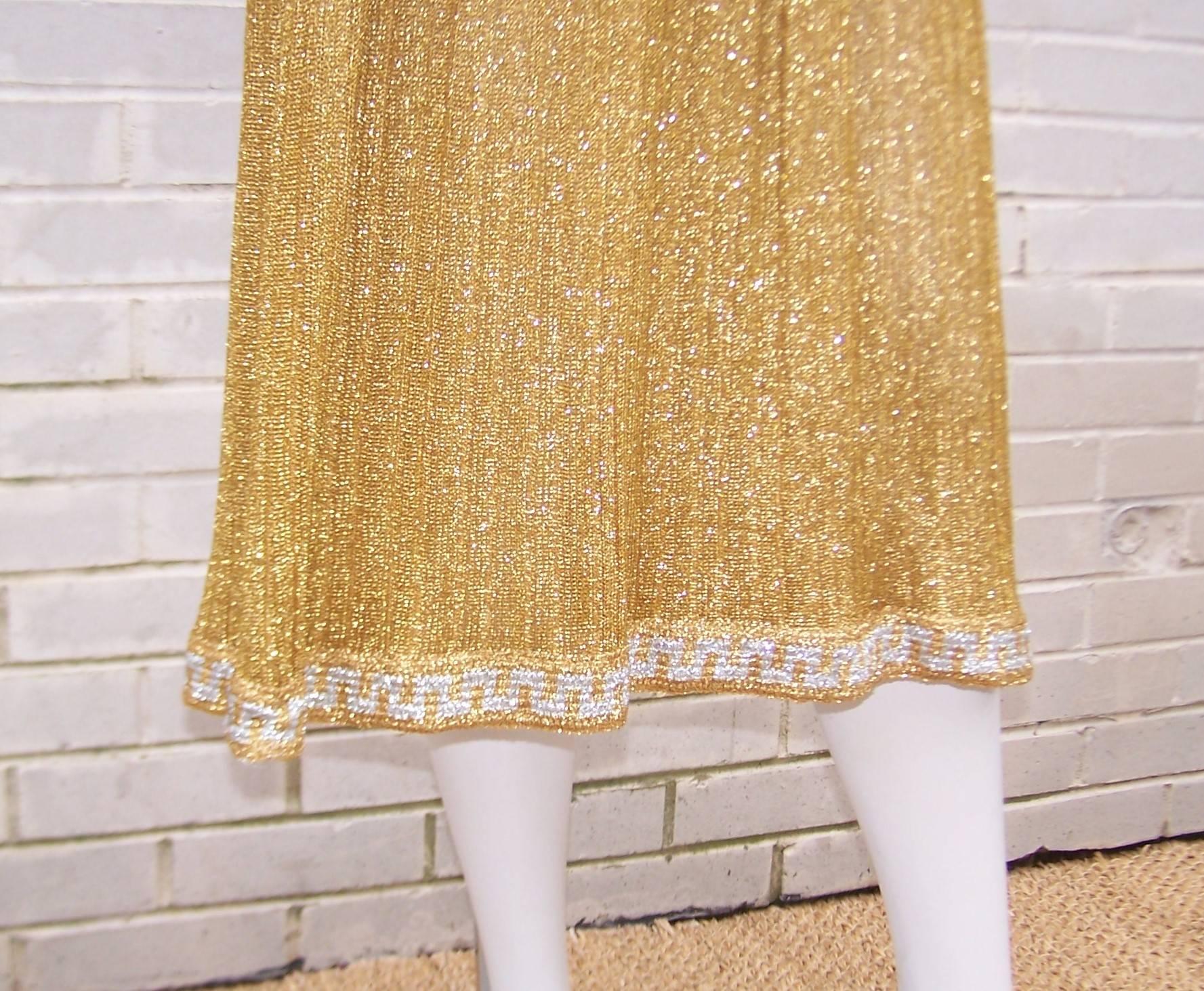 Brown Dazzling 1960's Mr. Mort by Stan Herman Gold & Silver Lamé Dress