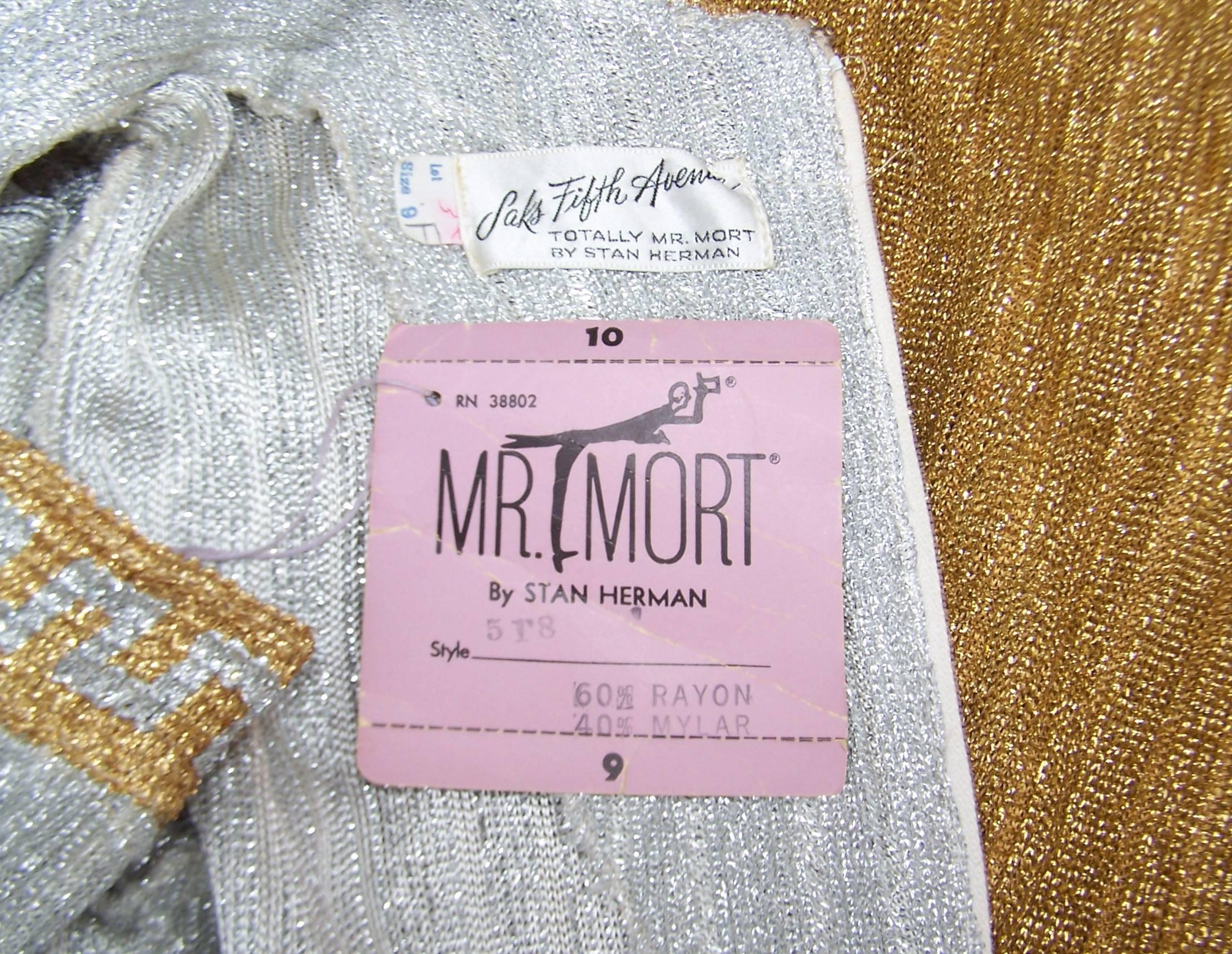 Dazzling 1960's Mr. Mort by Stan Herman Gold & Silver Lamé Dress 2