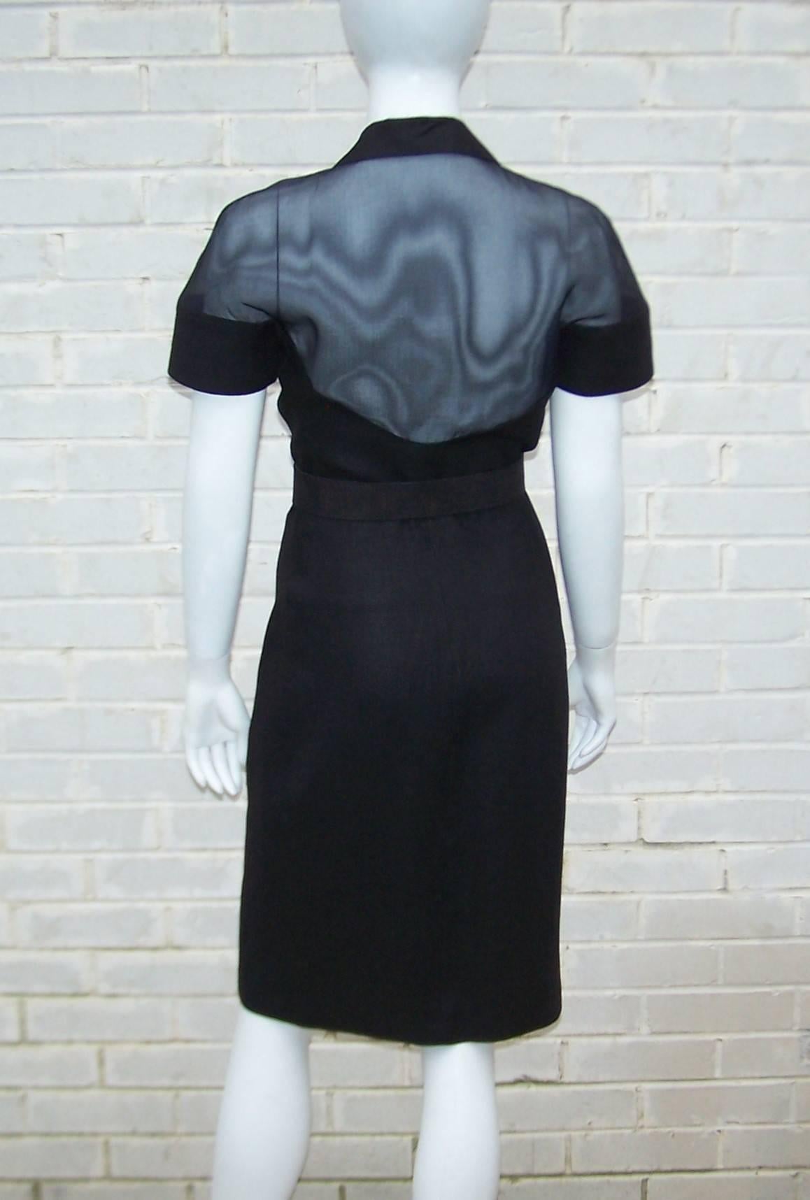 Sexy & Sophisticated C.1990 Valentino Black Dress With Sheer Back In Excellent Condition In Atlanta, GA