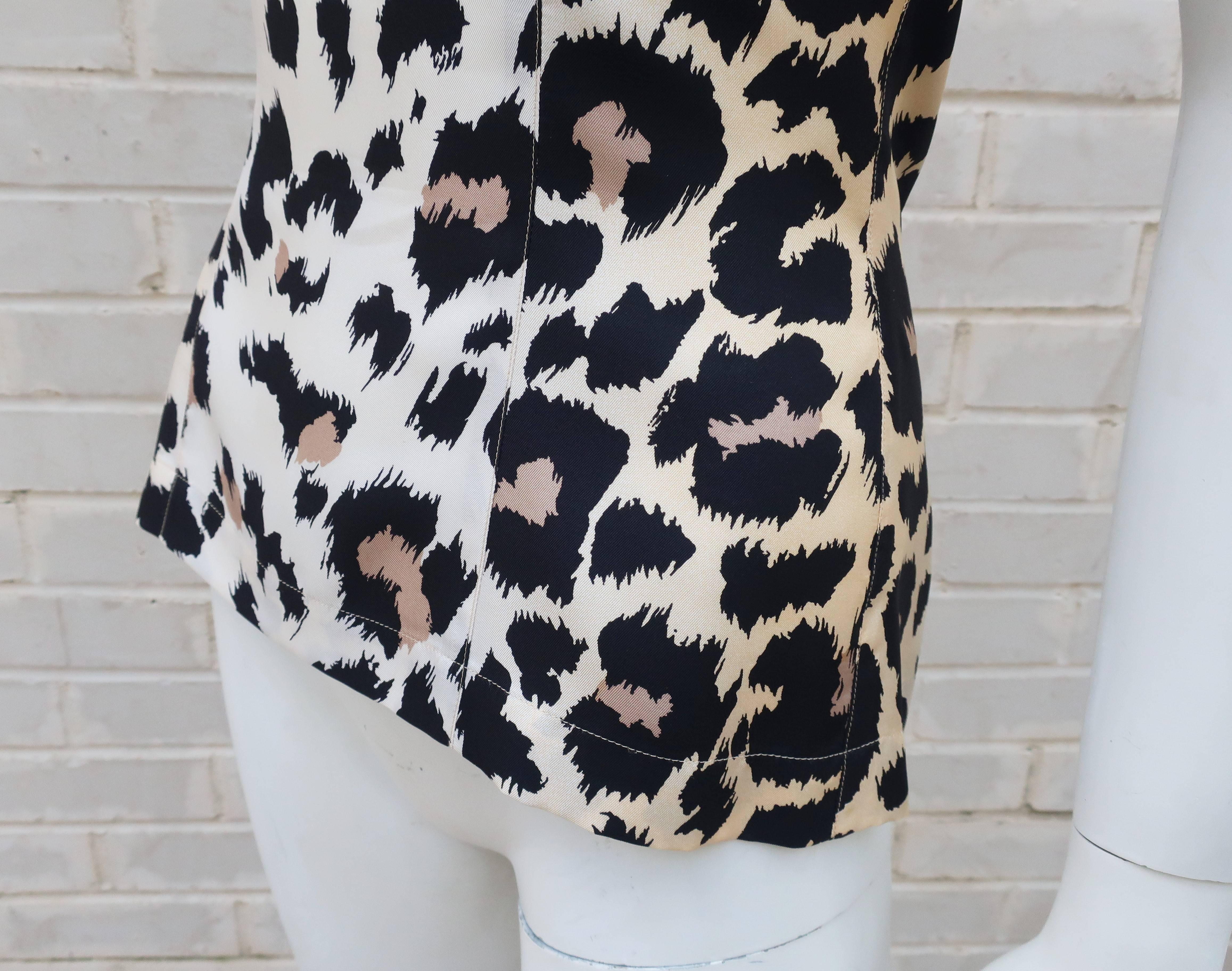 Thierry Mugler Silk Animal Leopard Print Top, C.1990 For Sale 1