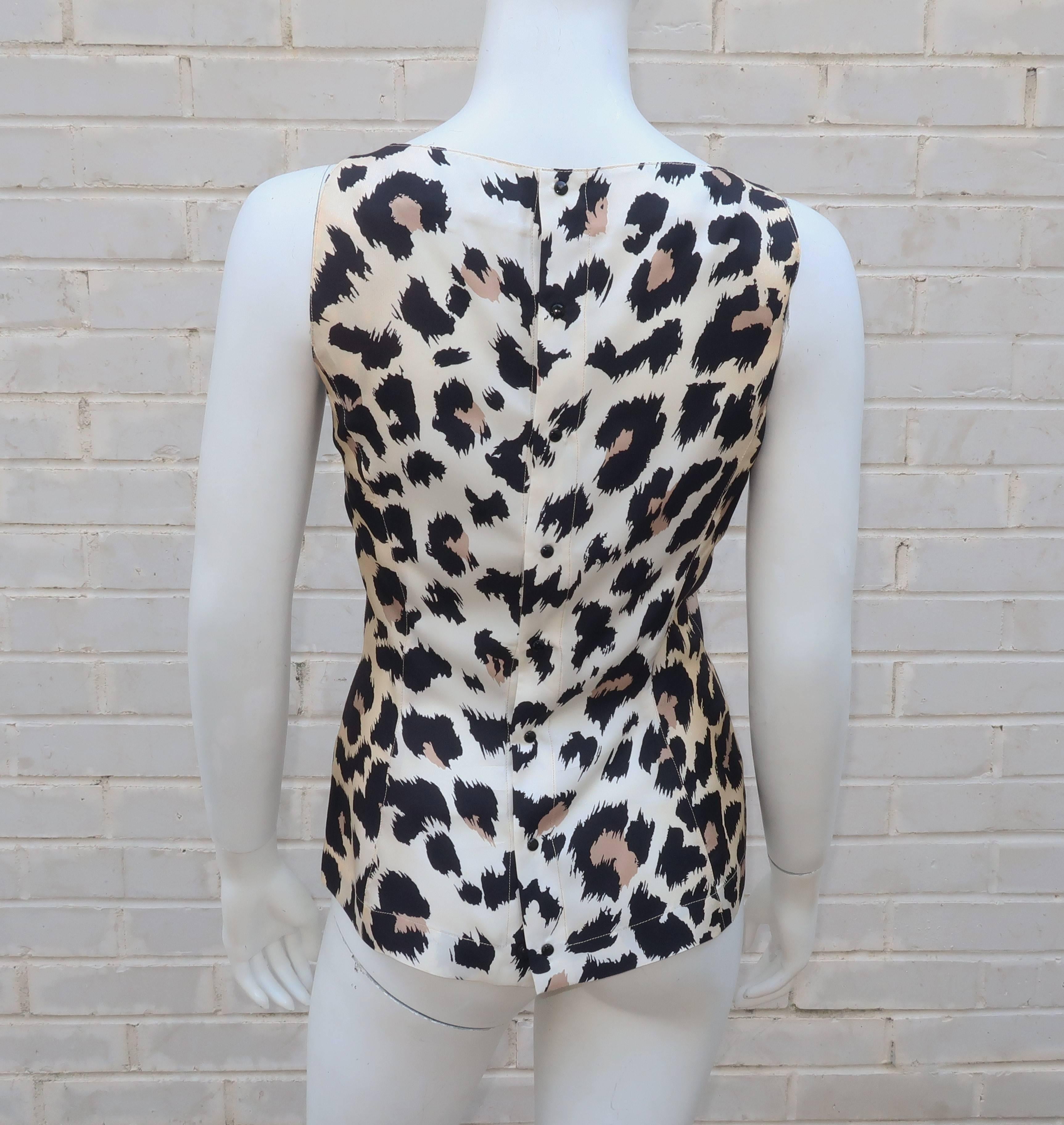Thierry Mugler Silk Animal Leopard Print Top, C.1990 For Sale 2