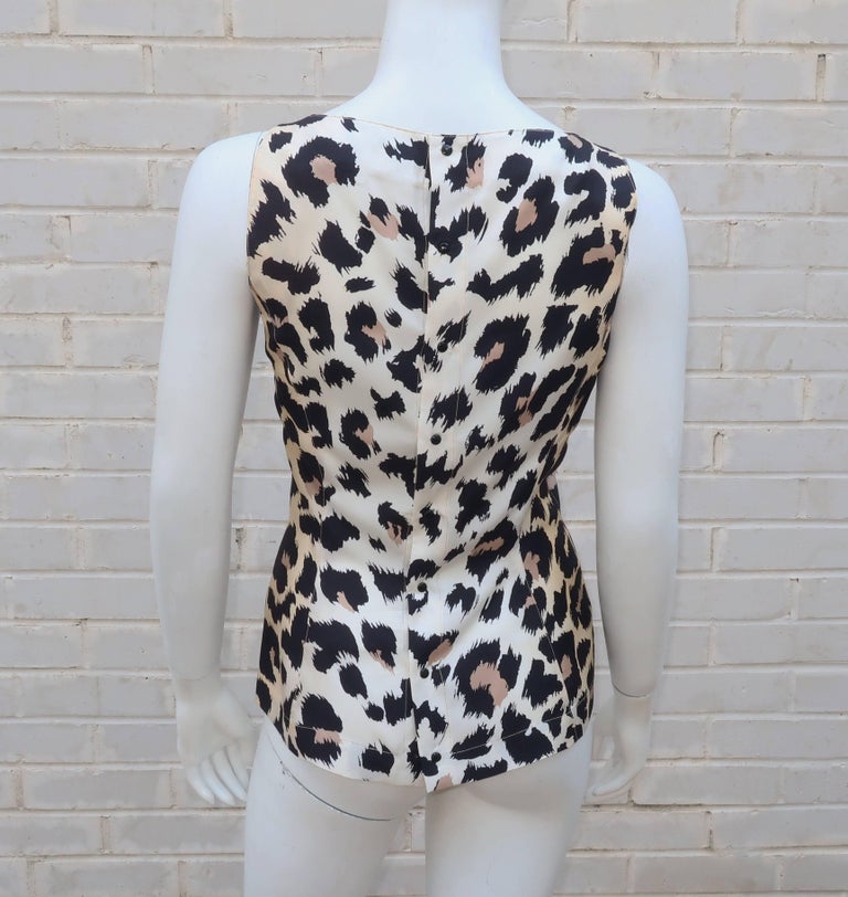 Wild C.1990 Thierry Mugler Silk Animal Leopard Print Shell Top For Sale ...