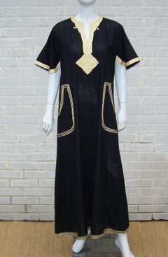 Vintage Exotic Black Caftan Lounger Dress