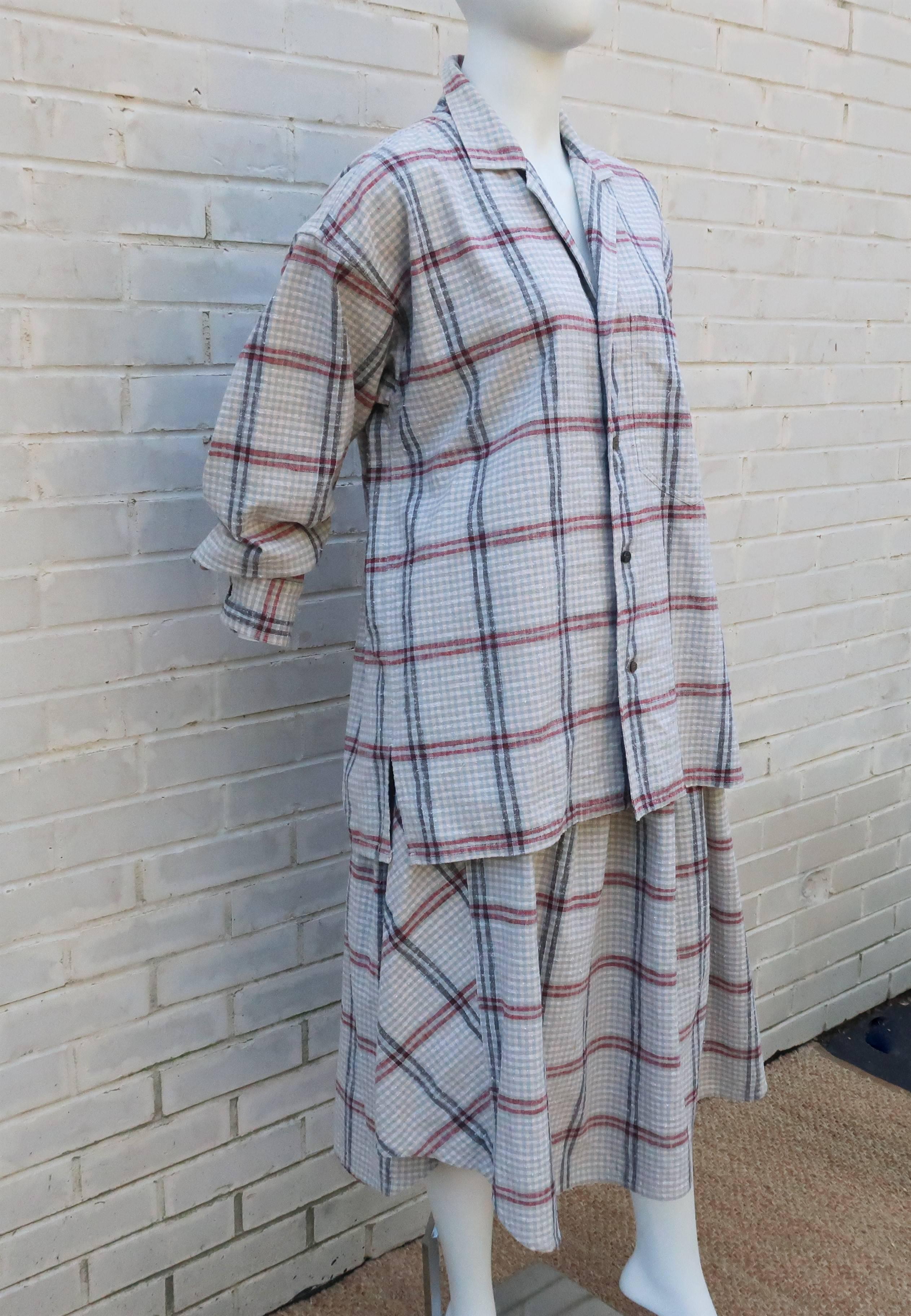 Issey Miyake Plantation Deconstructed Skirt & Top Dress Ensemble, C.1980 In Good Condition In Atlanta, GA