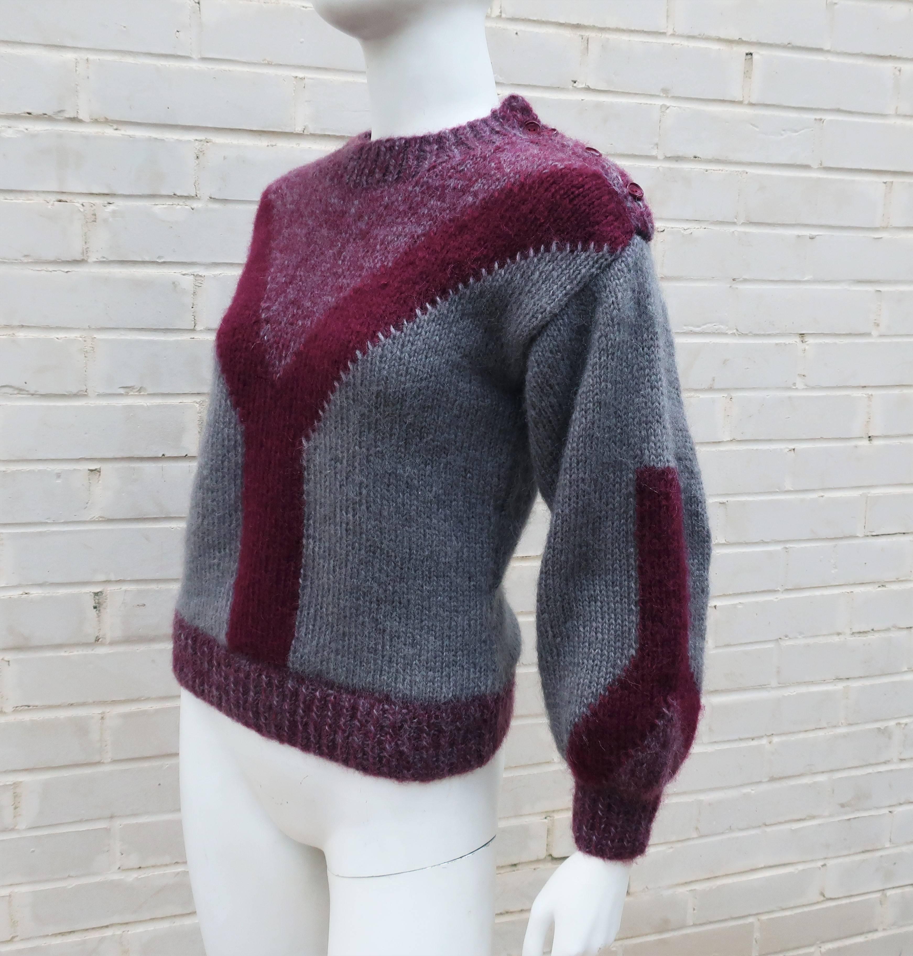 Chunky 1970's Sportswear Style Wool Sweater 1