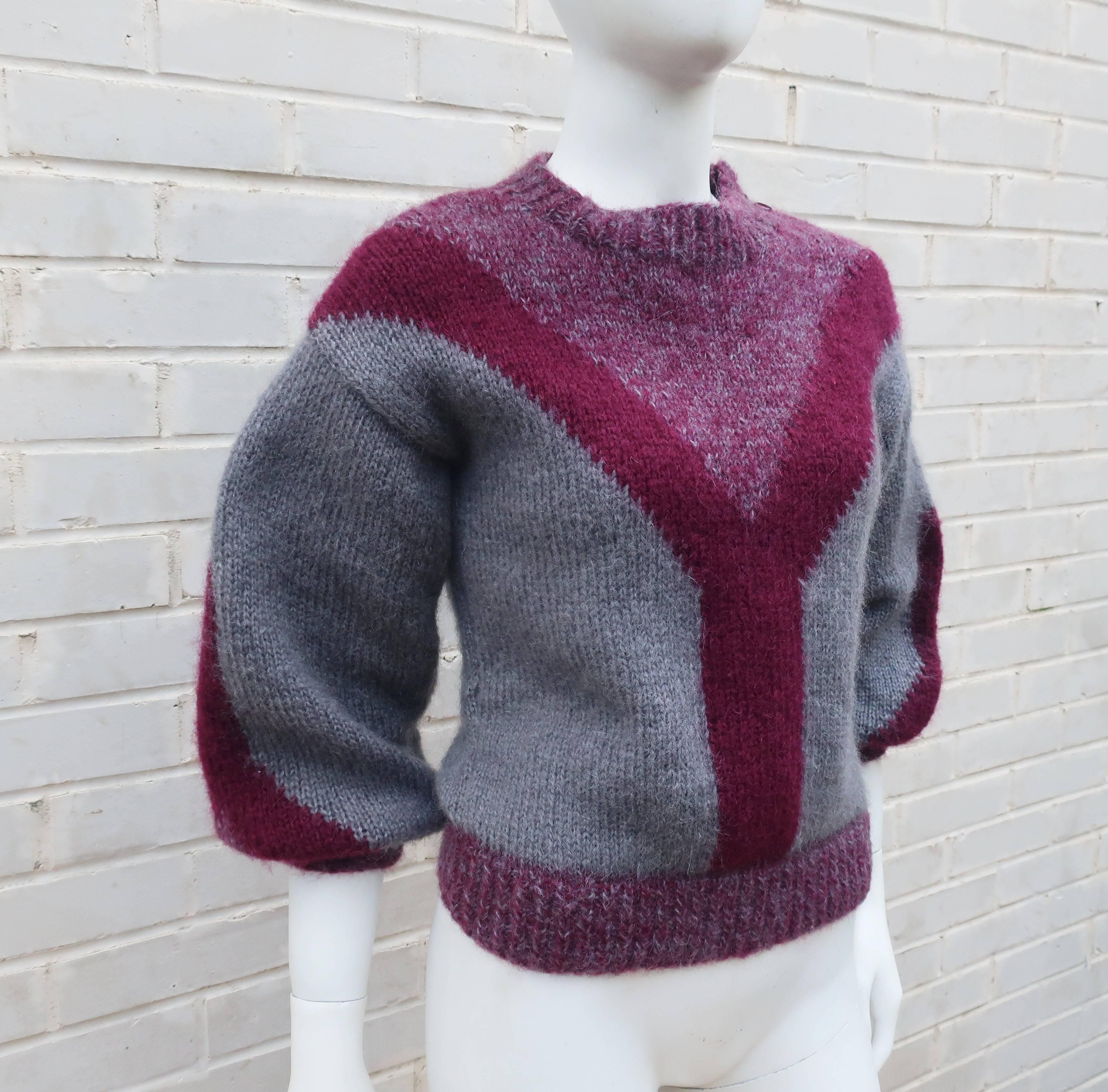 Chunky 1970's Sportswear Style Wool Sweater 4