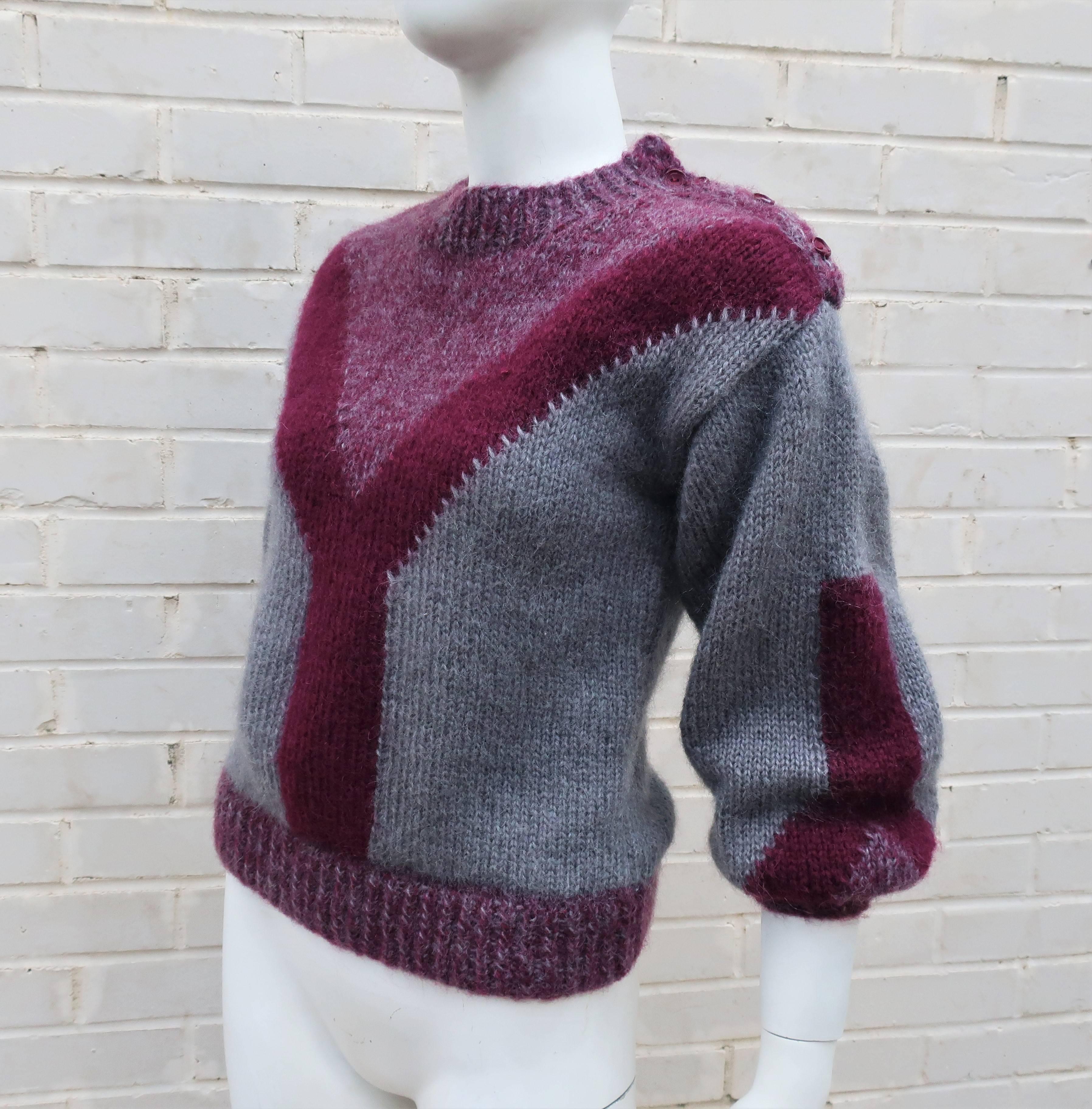Chunky 1970's Sportswear Style Wool Sweater 5