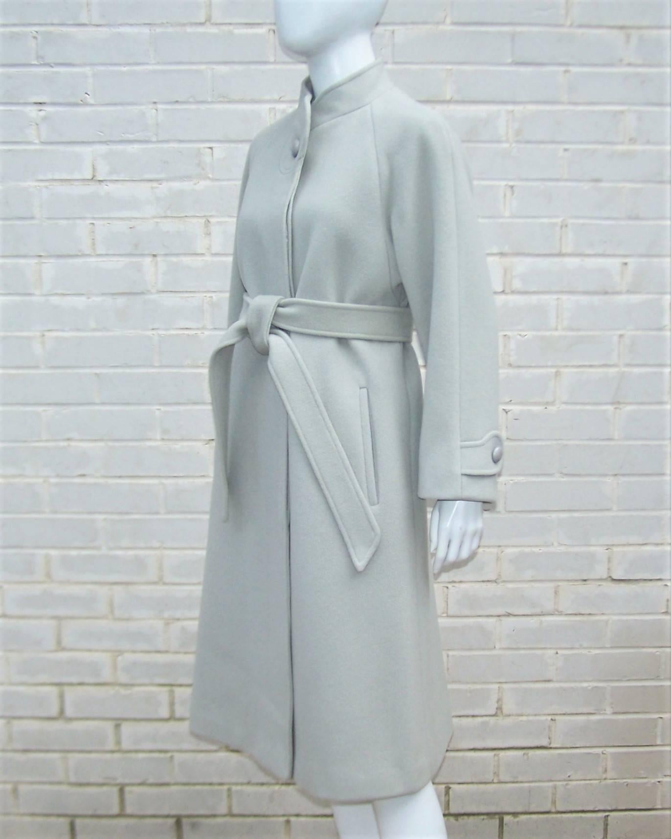 Women's Stylish C.1980 Zandra Rhodes Gray Wool Coat