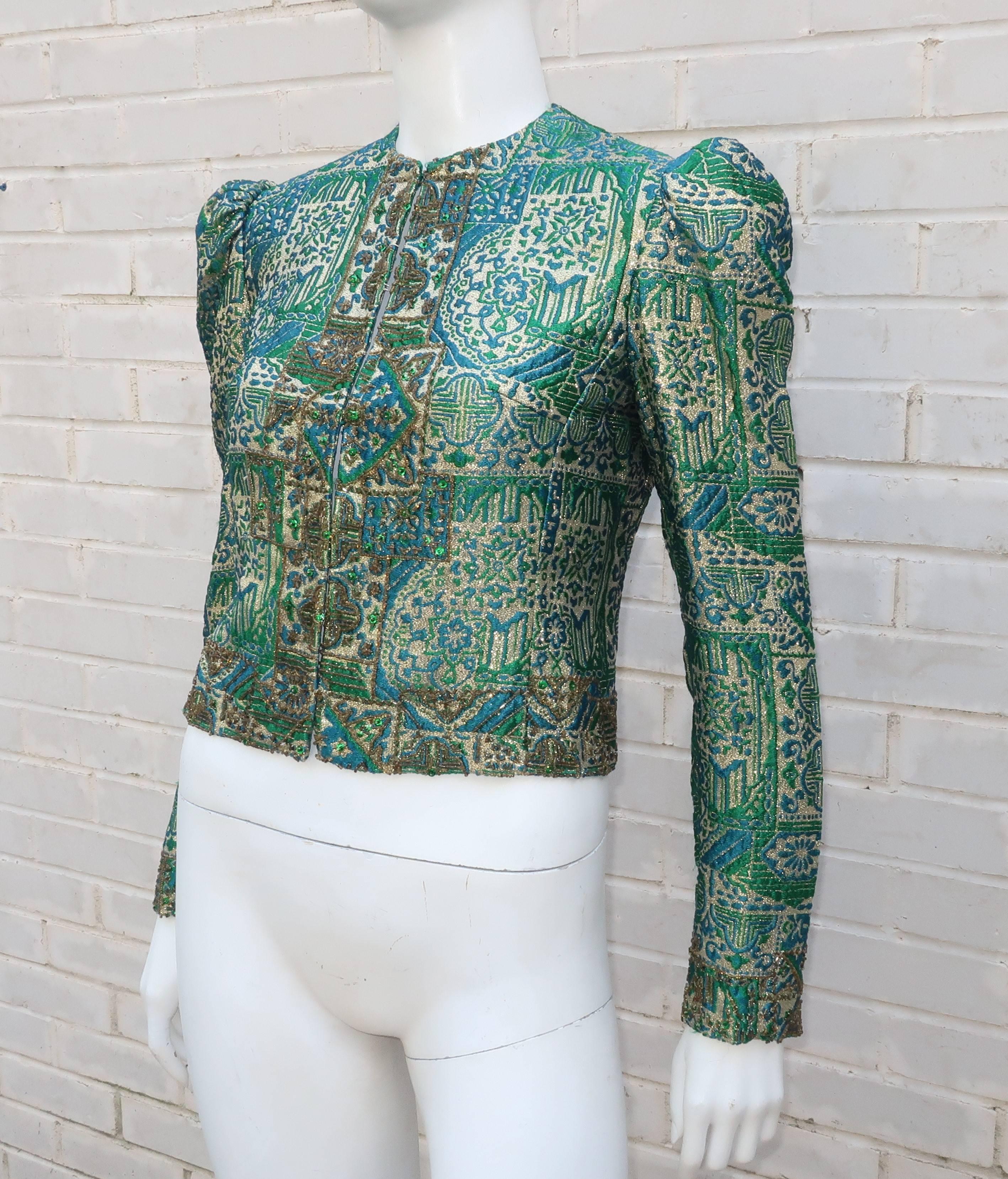 Women's Regal 1960's Victoria Royal Fitted Brocade Jacket with Beading