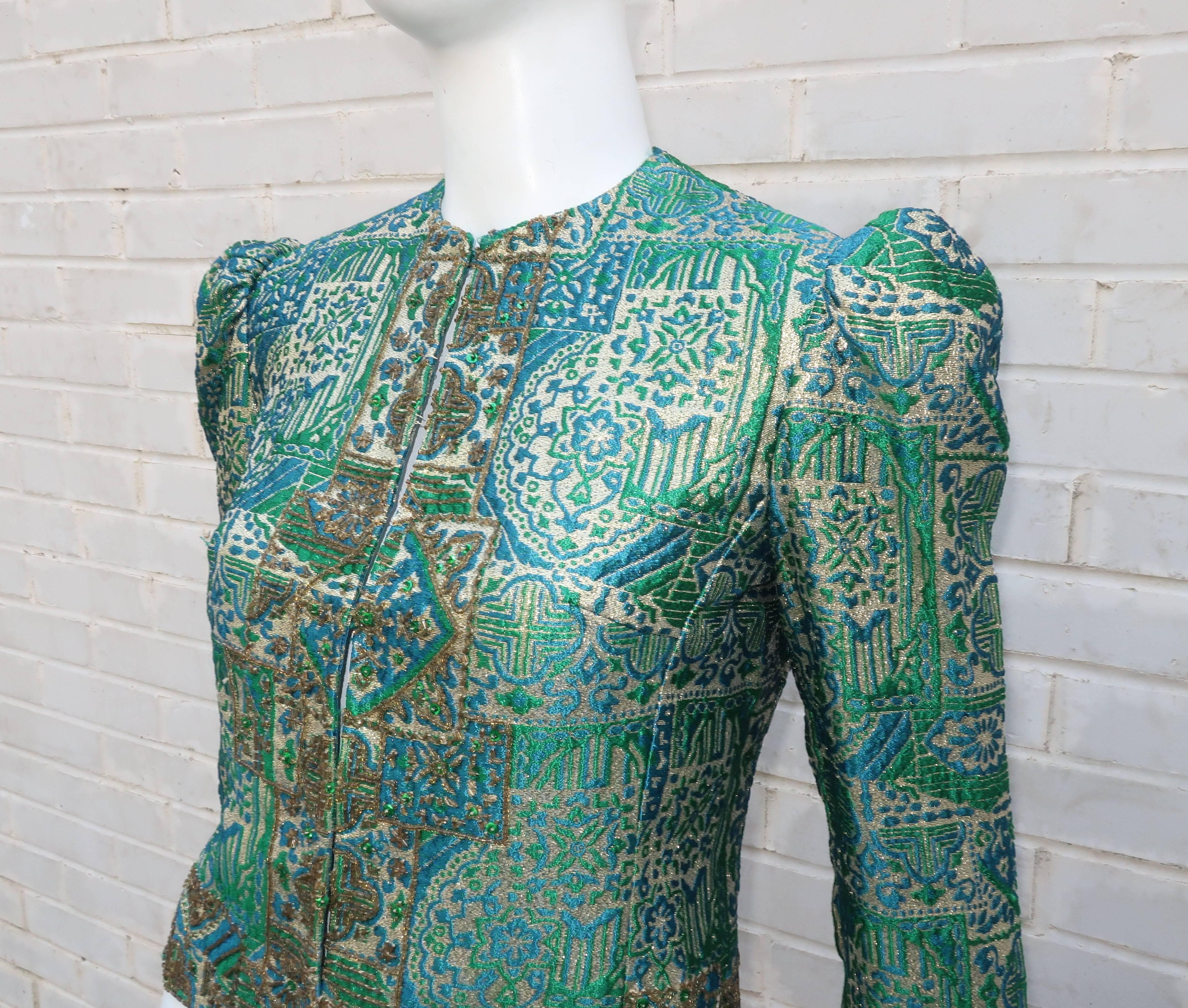 Regal 1960's Victoria Royal Fitted Brocade Jacket with Beading 1