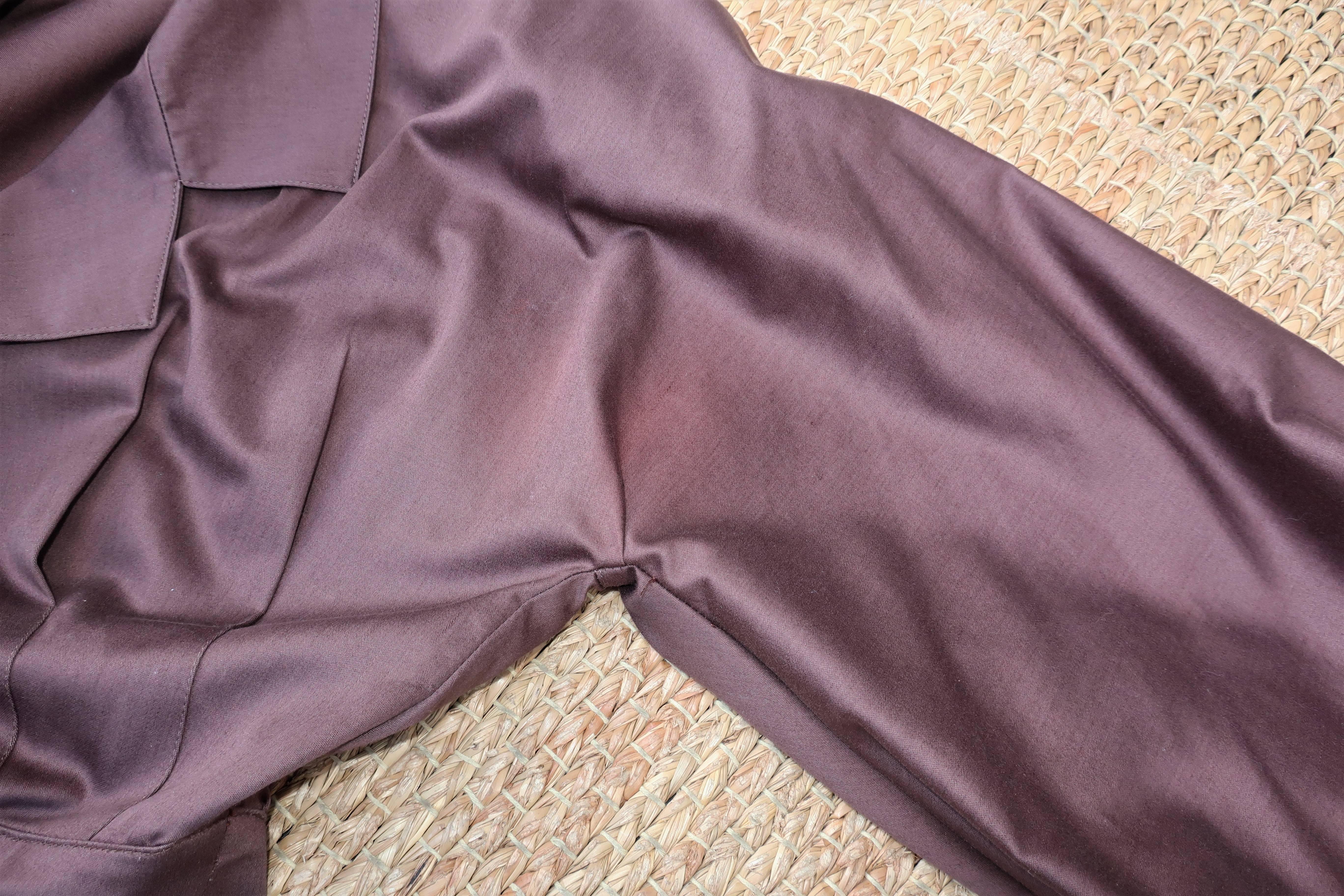 1980's Karl Lagerfeld Brown Polished Cotton Peplum Dress 4