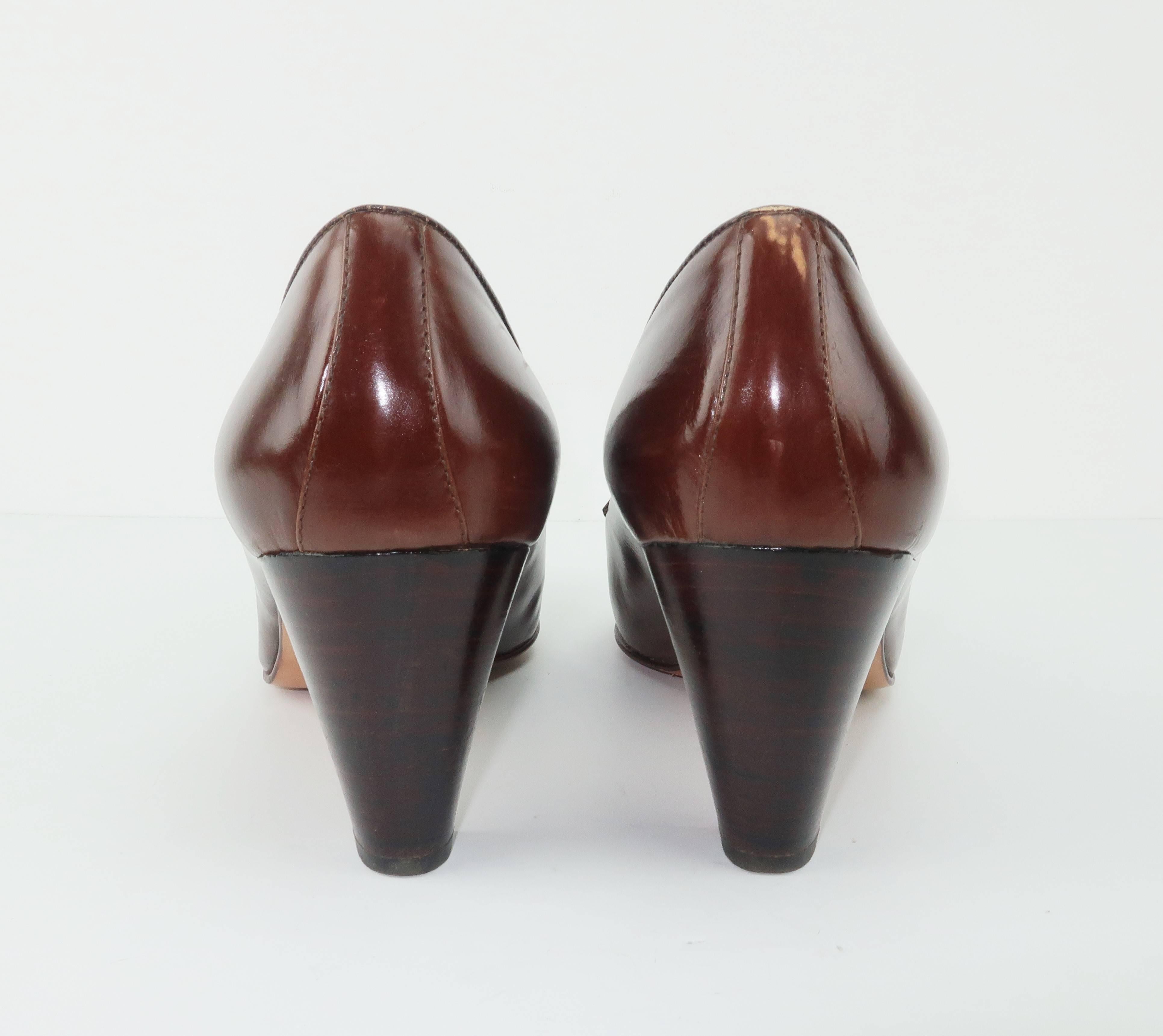 brown heeled loafers