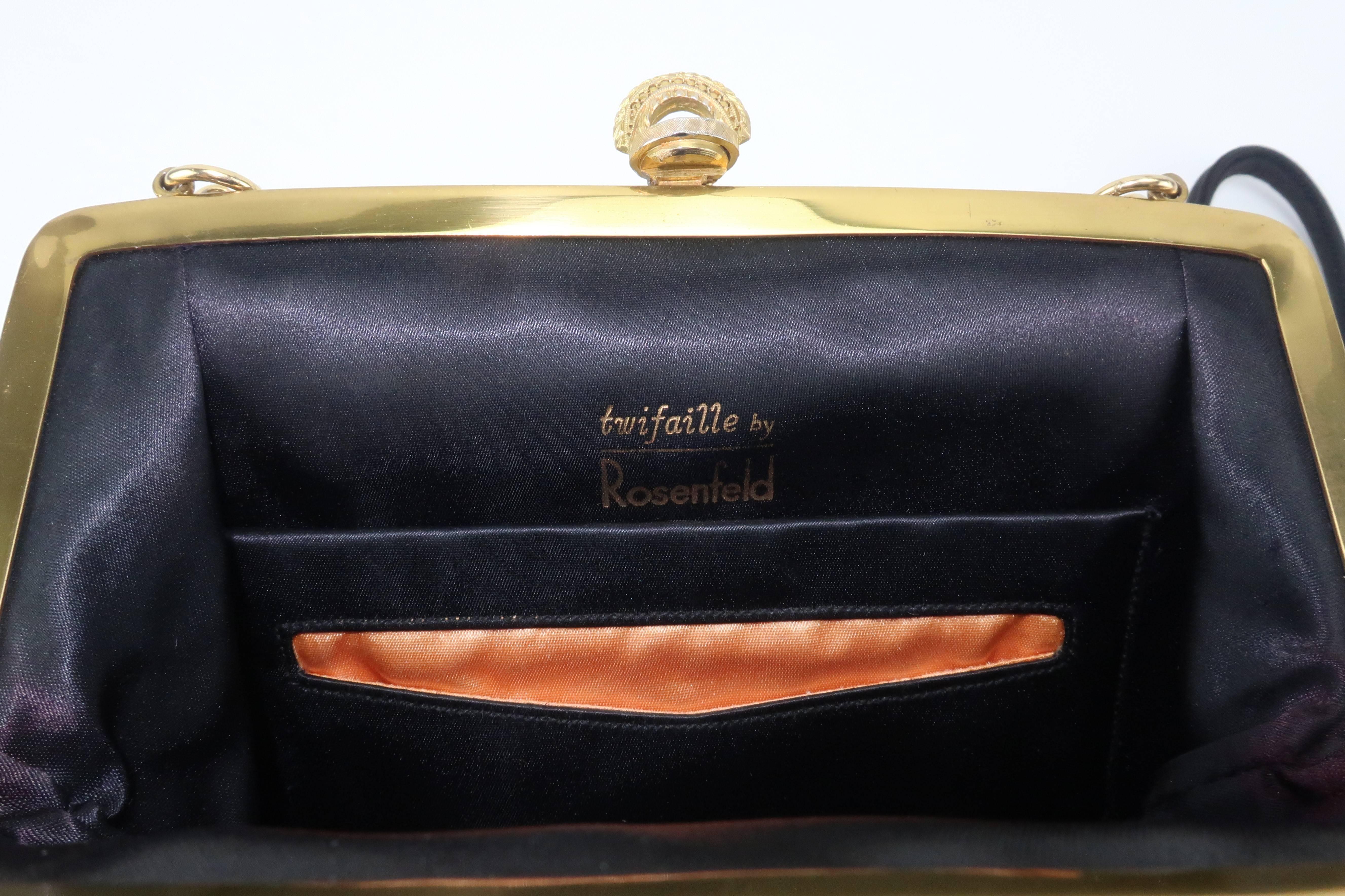 Women's C.1960 Harry Rosenfeld 'Twifaille' Black Evening Handbag