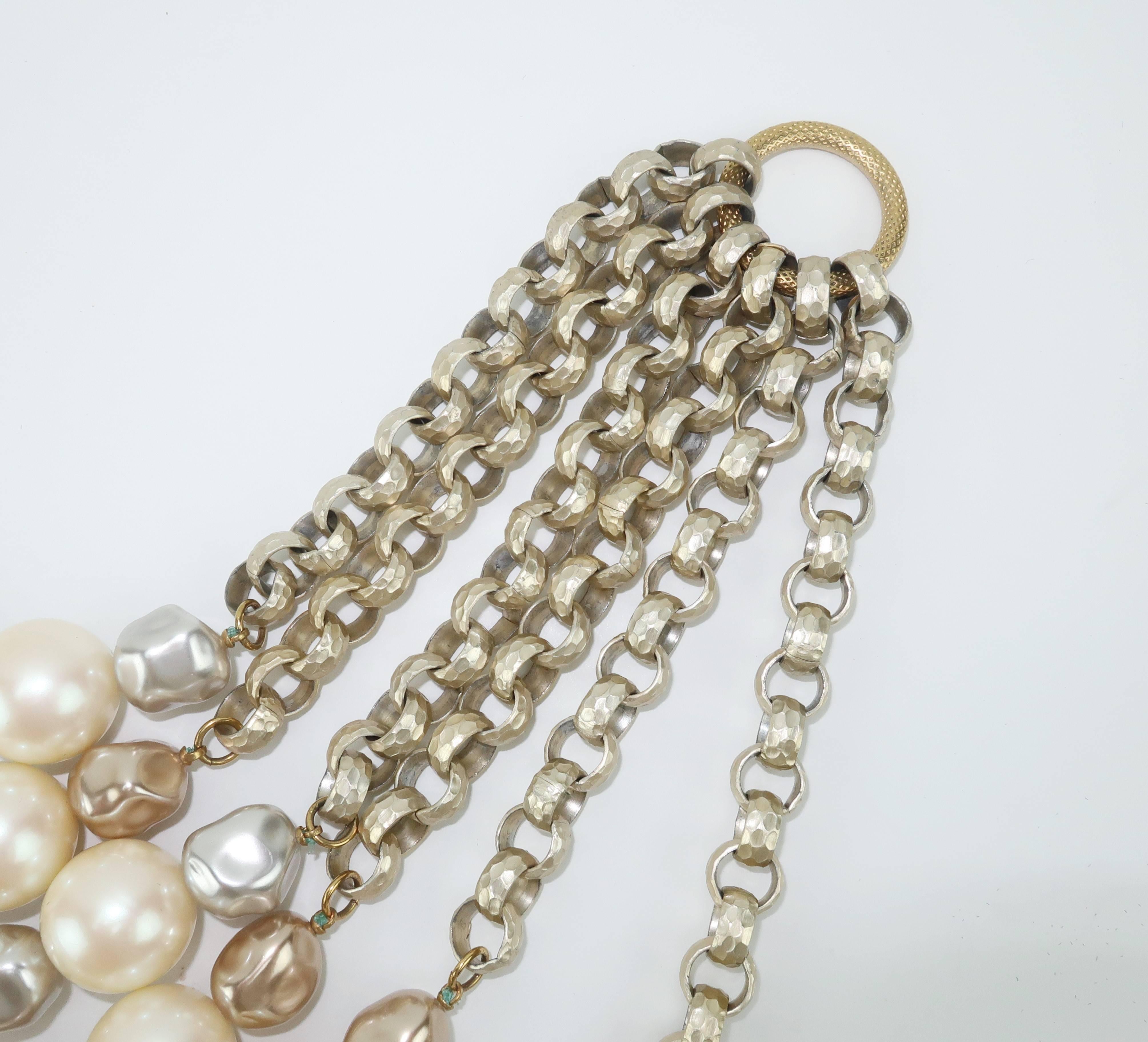 Stunning C.1990 Yves Saint Laurent Multi-Strand Pearl Necklace  In Good Condition In Atlanta, GA