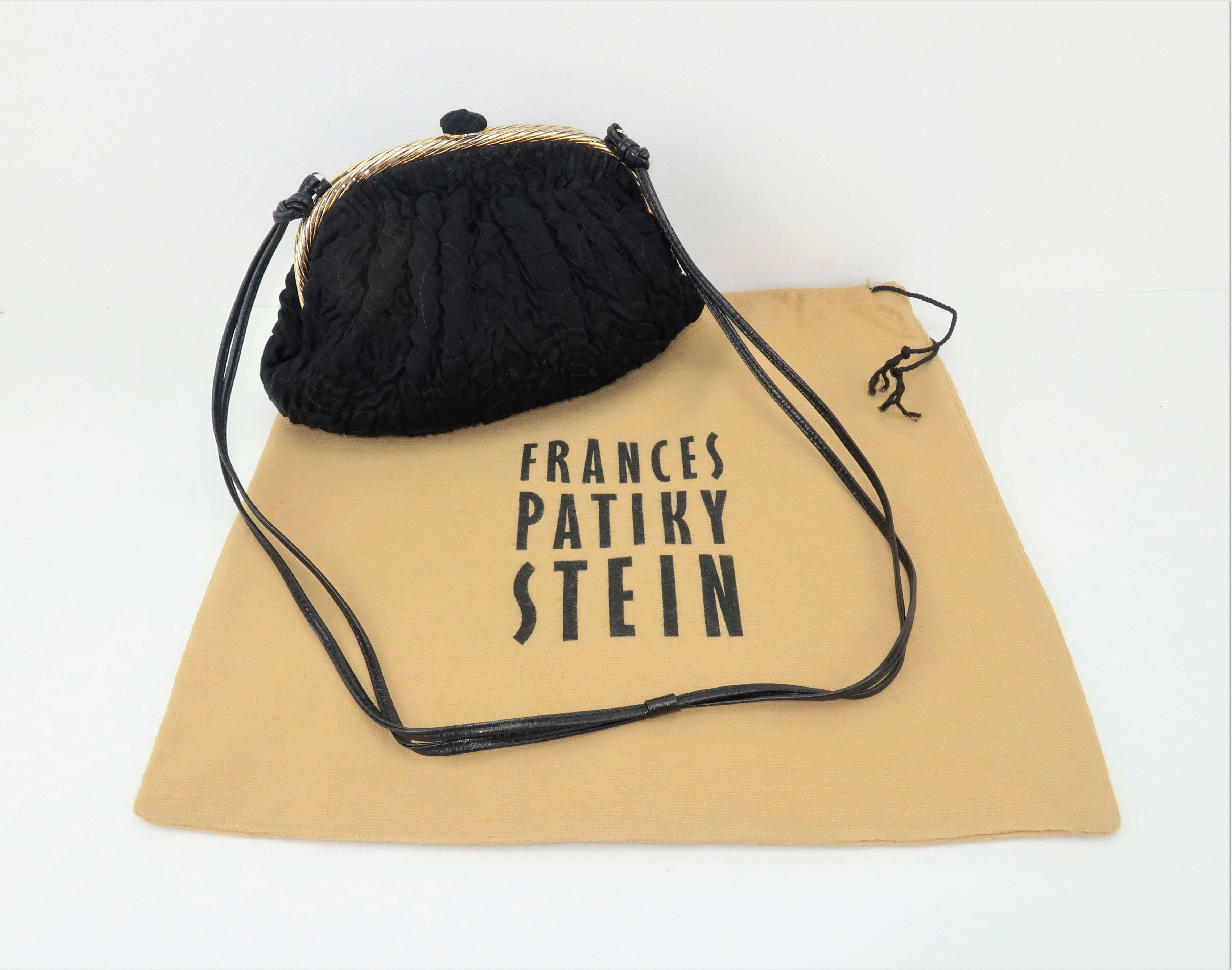 This classic black evening handbag is brought to you from the talented hands of former fashion editor, Frances Patiky Stein.  Ms. Stein has worked for everyone from Vogue to Glamour.  She also served as artistic director for Chanel accessories in
