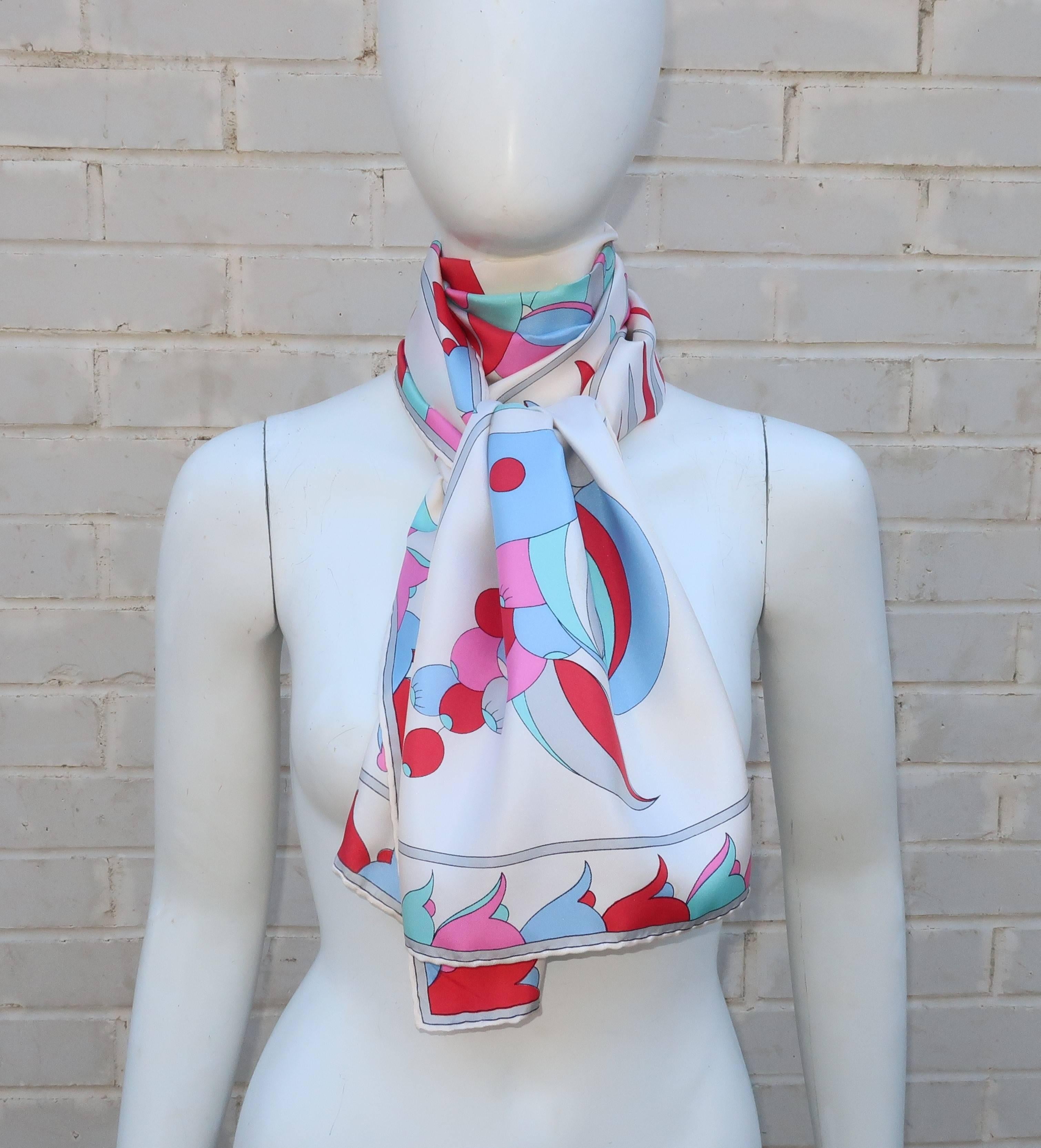 1970's Averardo Bessi Pop Mod Long Silk Scarf In Good Condition In Atlanta, GA