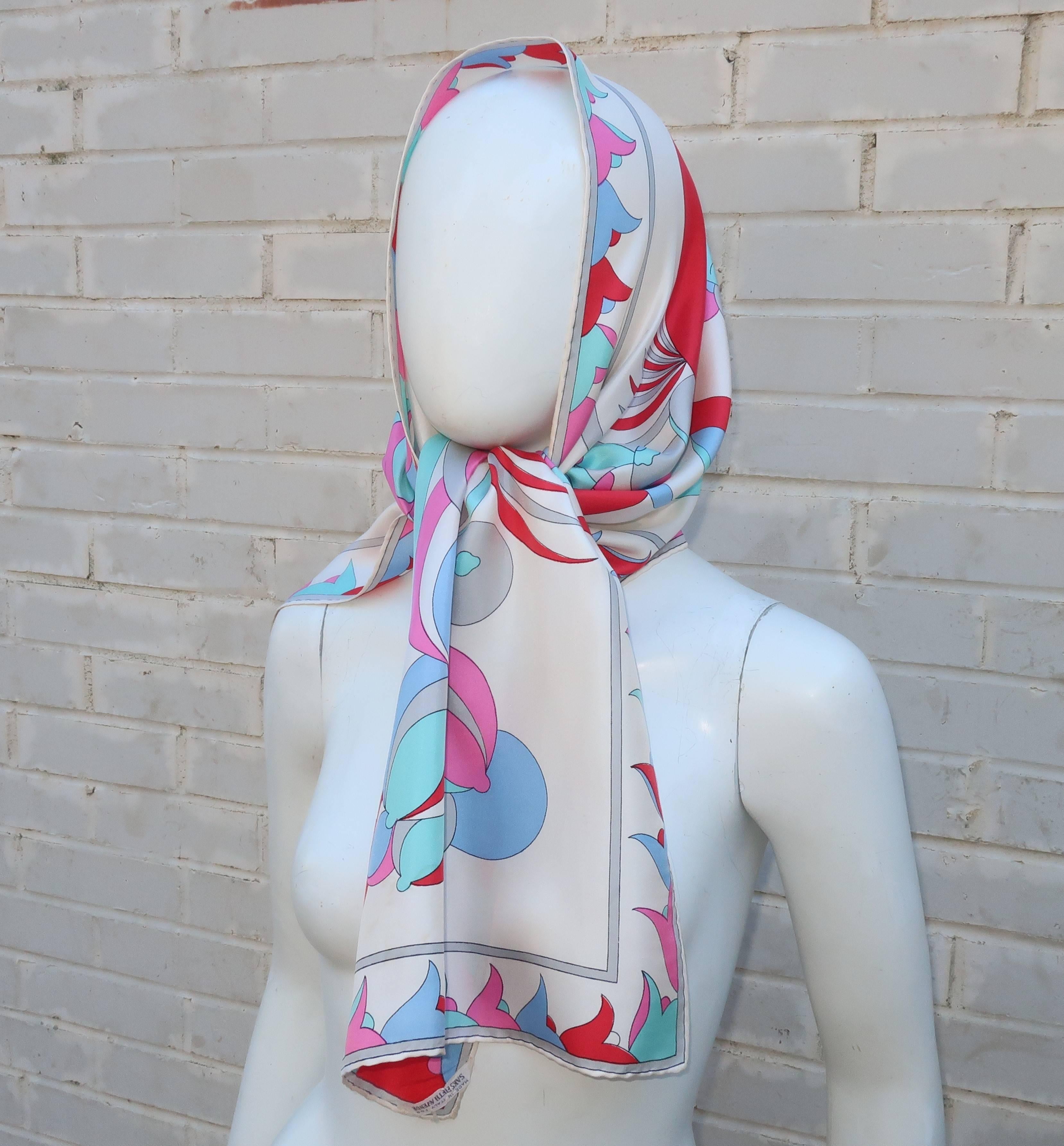 Women's or Men's 1970's Averardo Bessi Pop Mod Long Silk Scarf