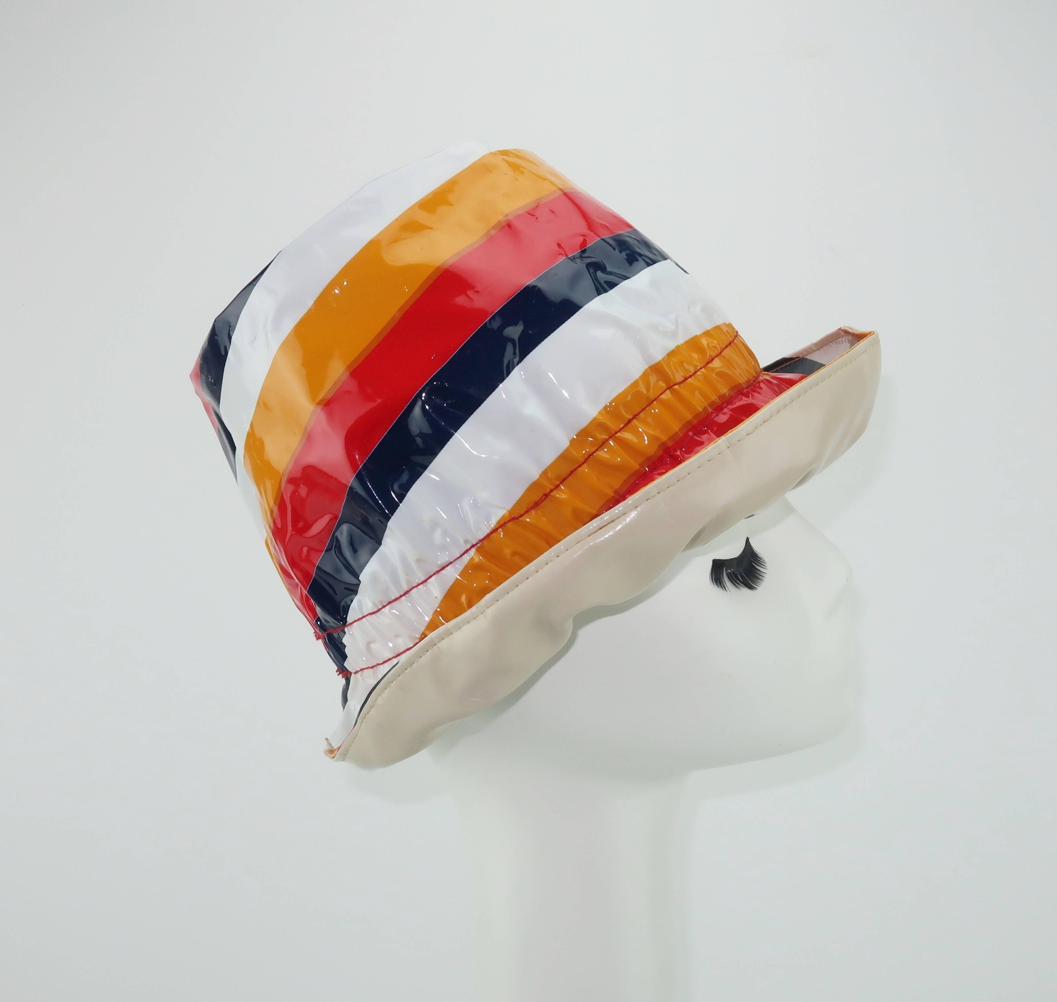 Women's C.1970 Mod Striped Plastic Rain Hat